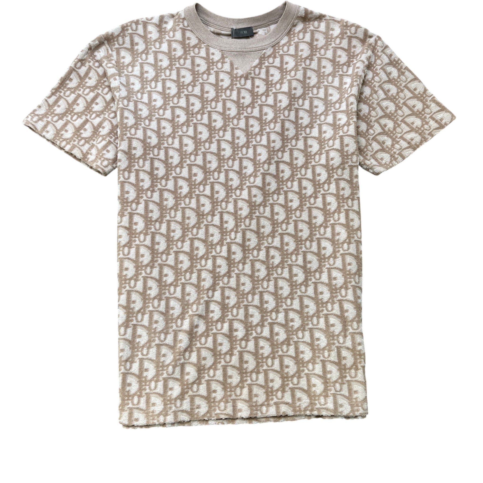 Men's Oblique Towelling T-Shirt Beige Size M