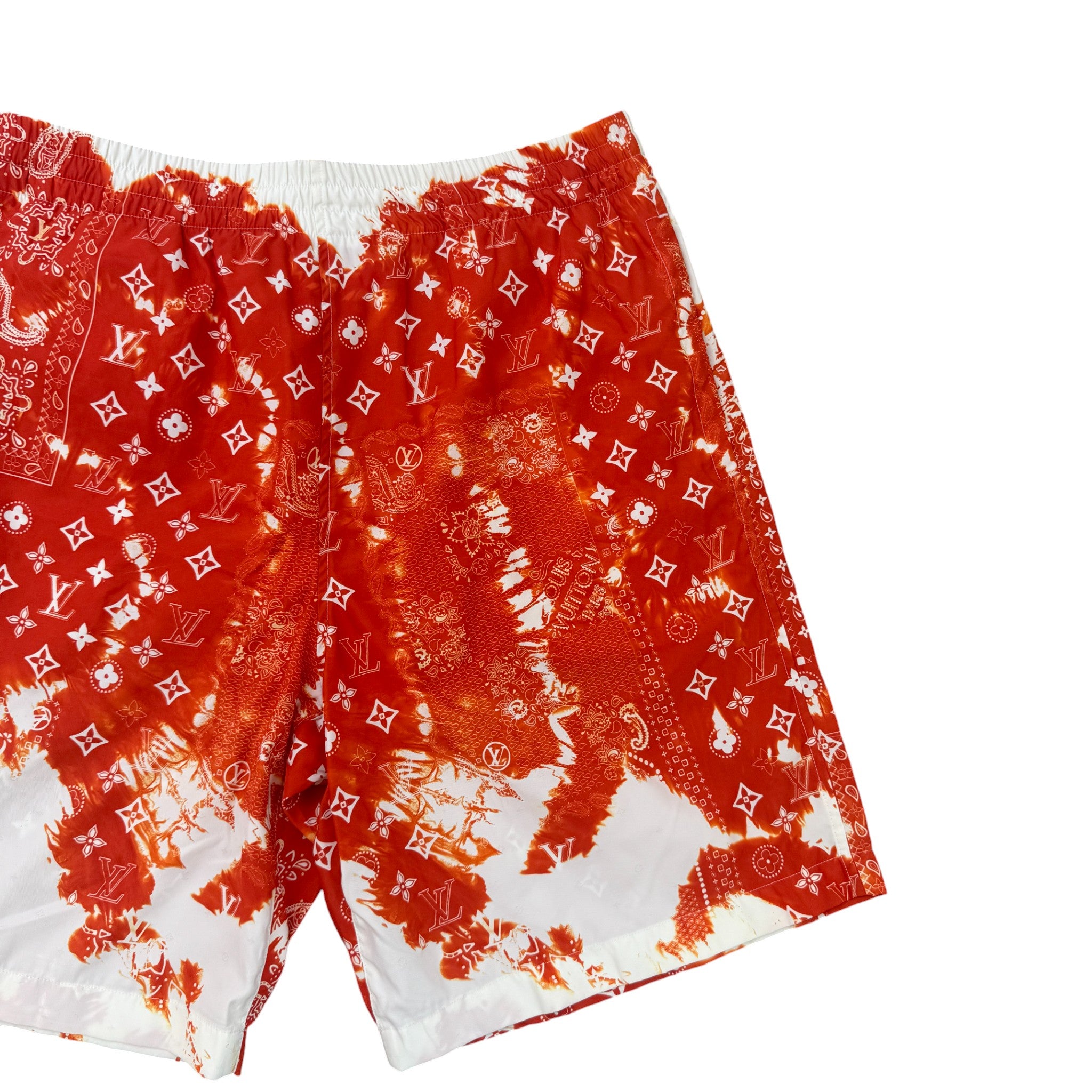 Men's Monogram Bandana Print Shorts Red Size L