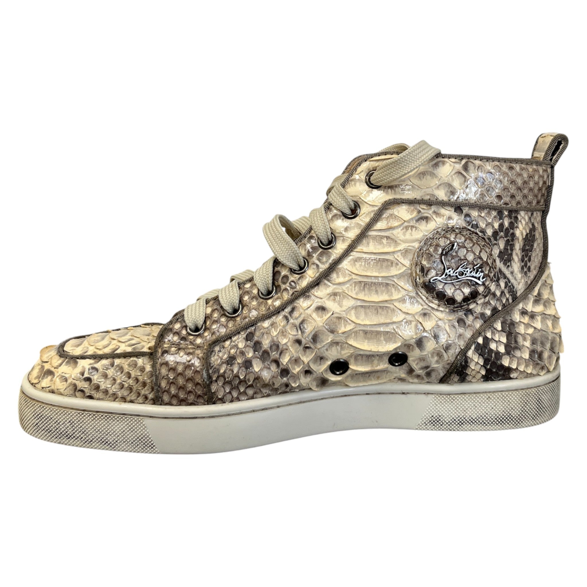 Men's Louis Flat Python High Trainers Beige Size EU 40.5 / UK 6.5