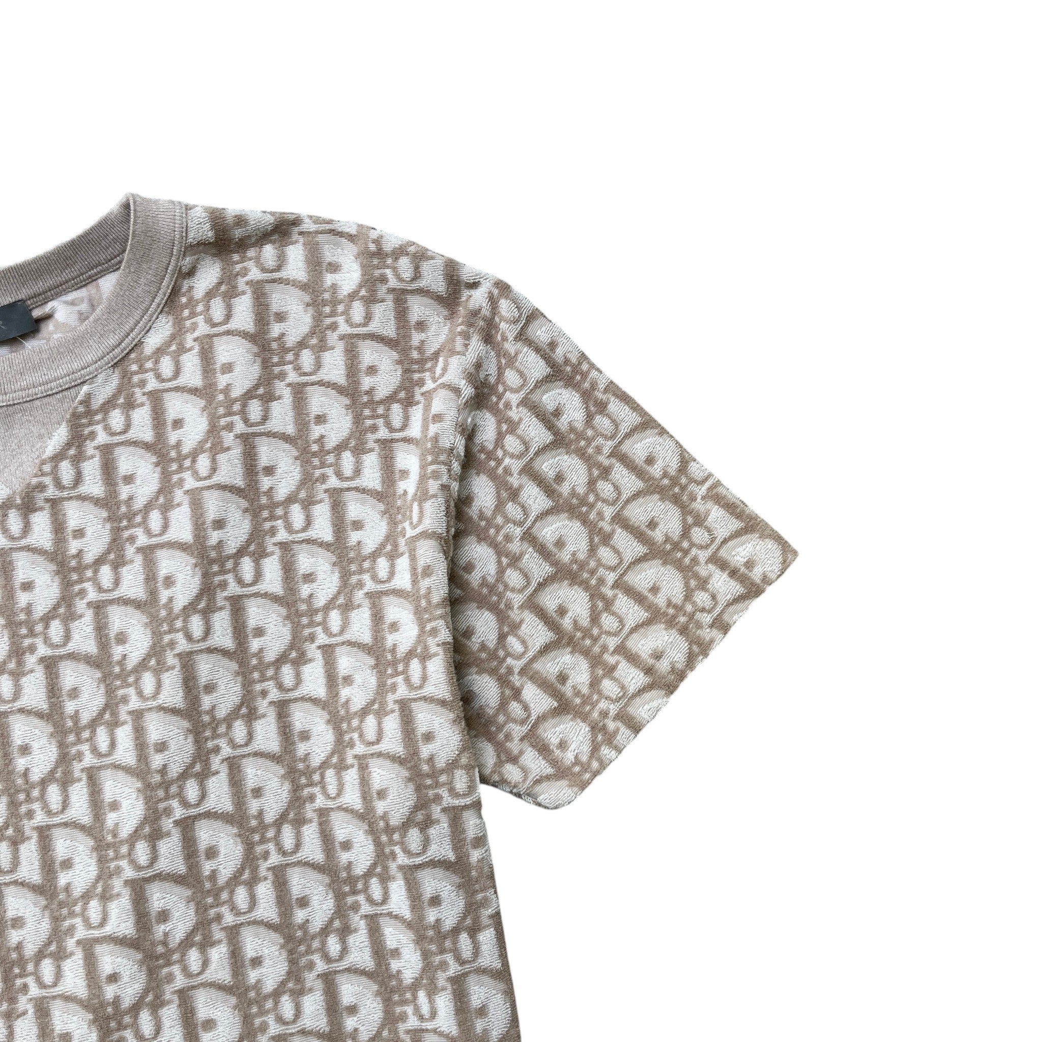 Men's Oblique Towelling T-Shirt Beige Size M