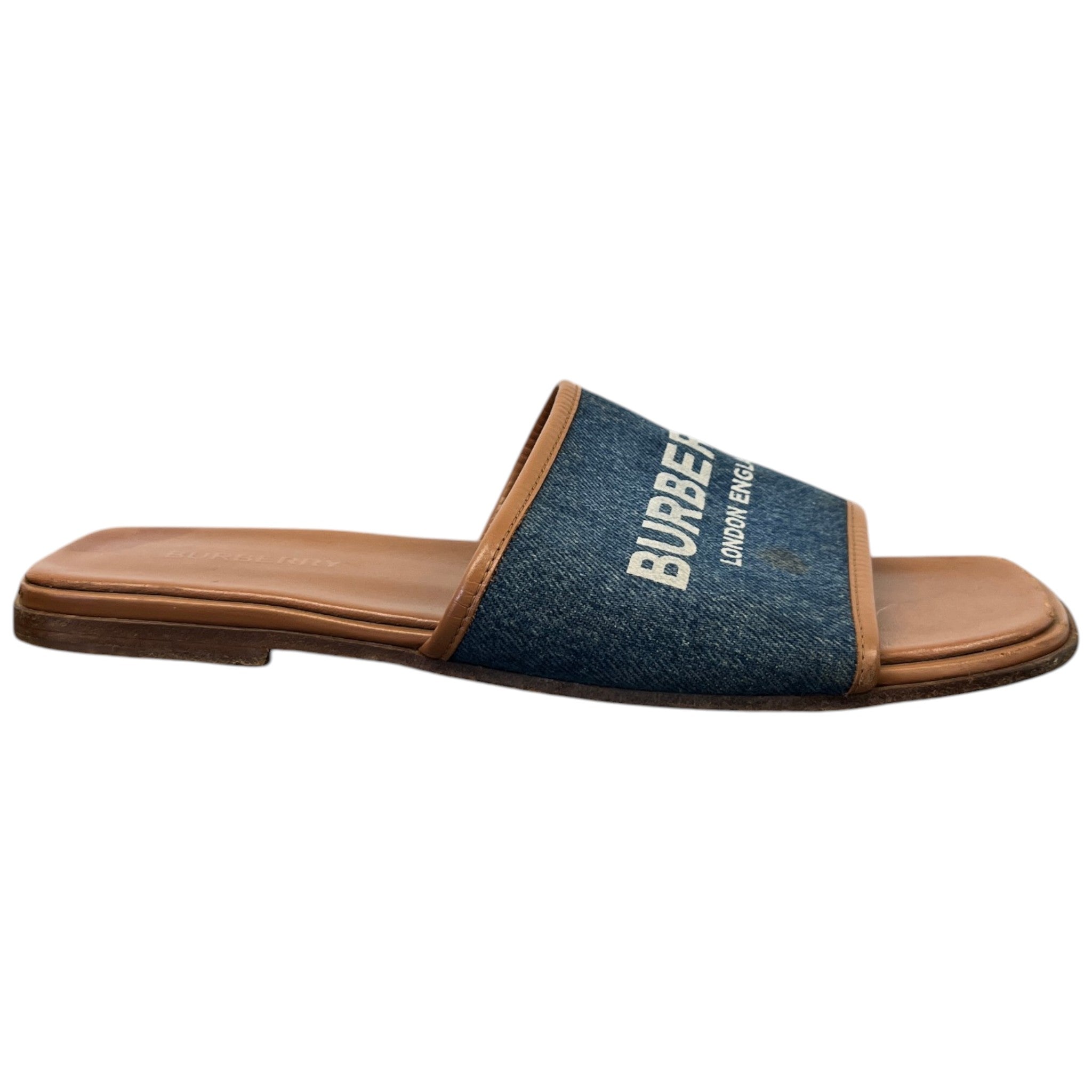 Women's Denim Logo Print Sandals Blue Size EU 39 / UK 6