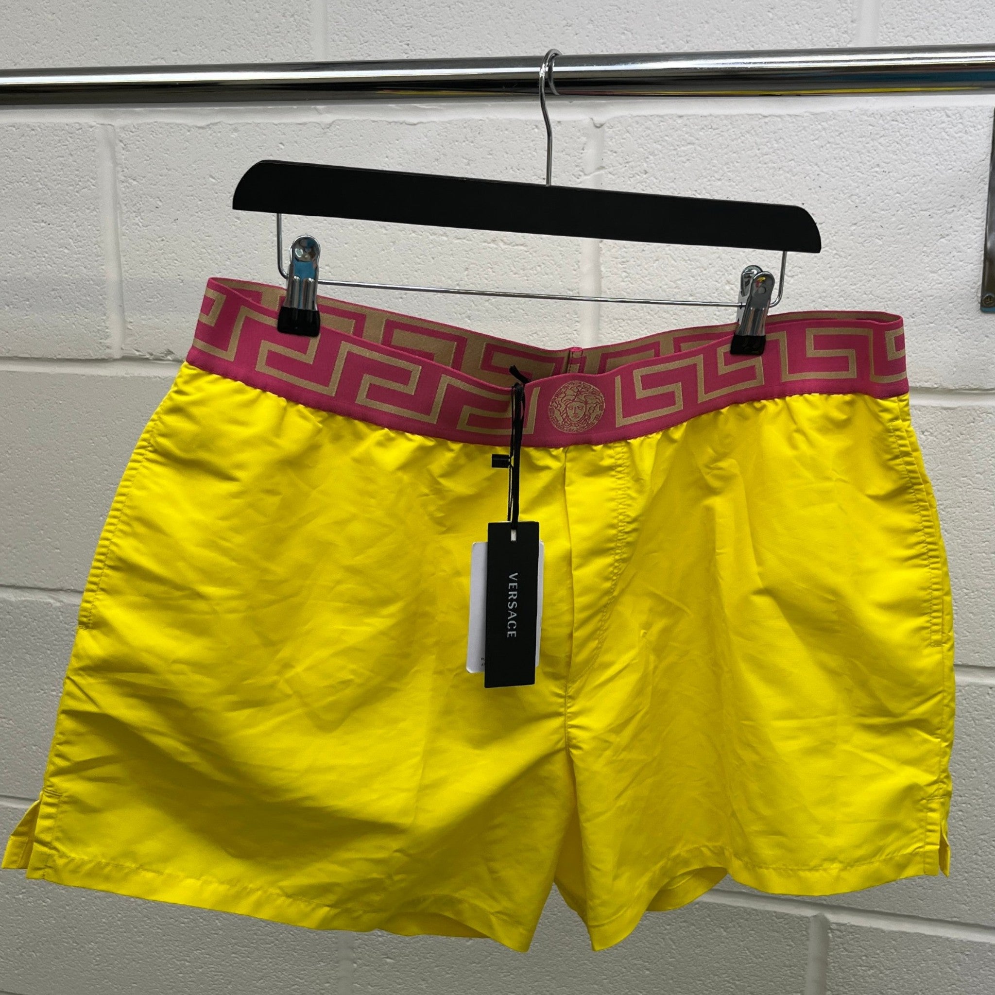 Men's Greca Boarder Swim Shorts Yellow Size XXXL