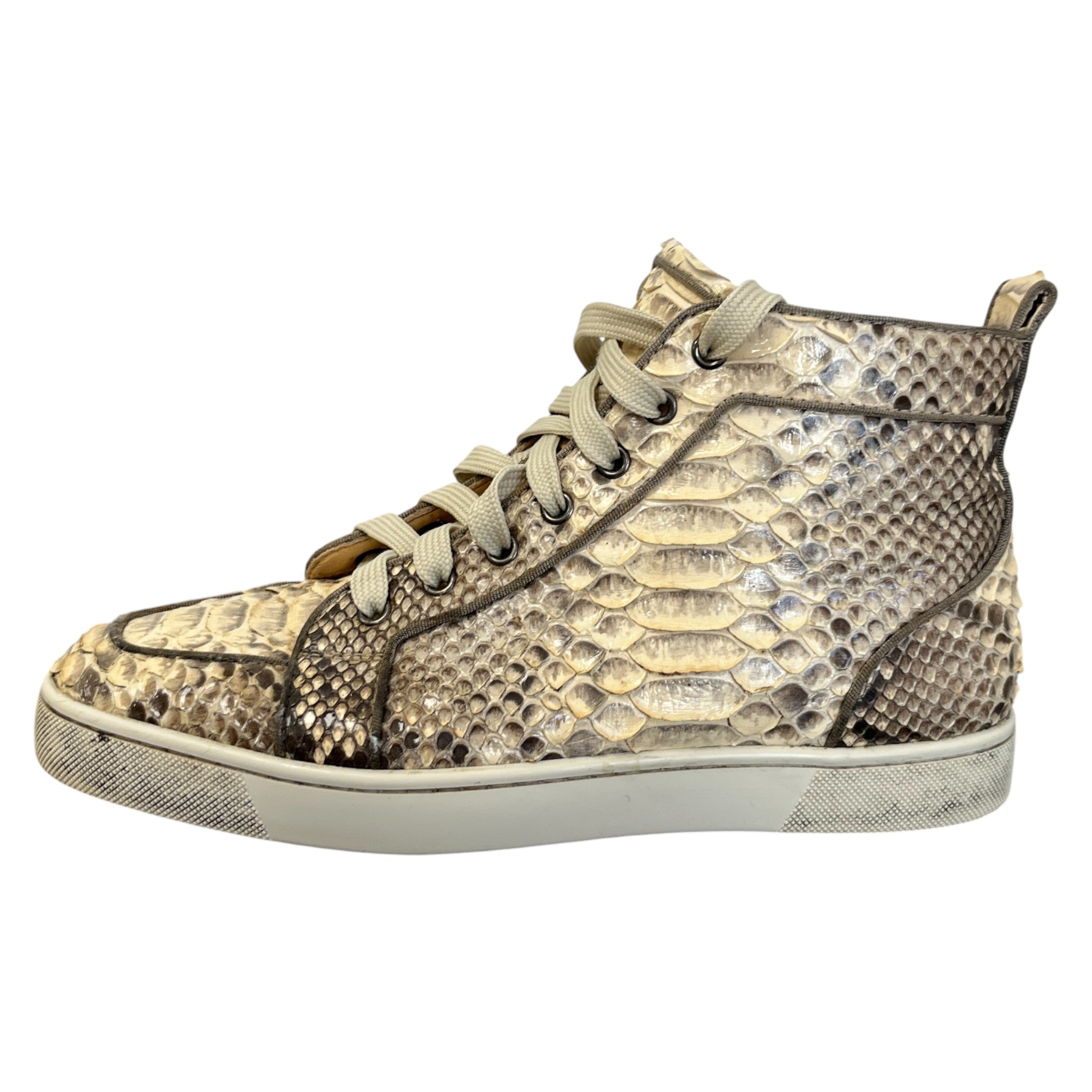 Men's Louis Flat Python High Trainers Beige Size EU 40.5 / UK 6.5