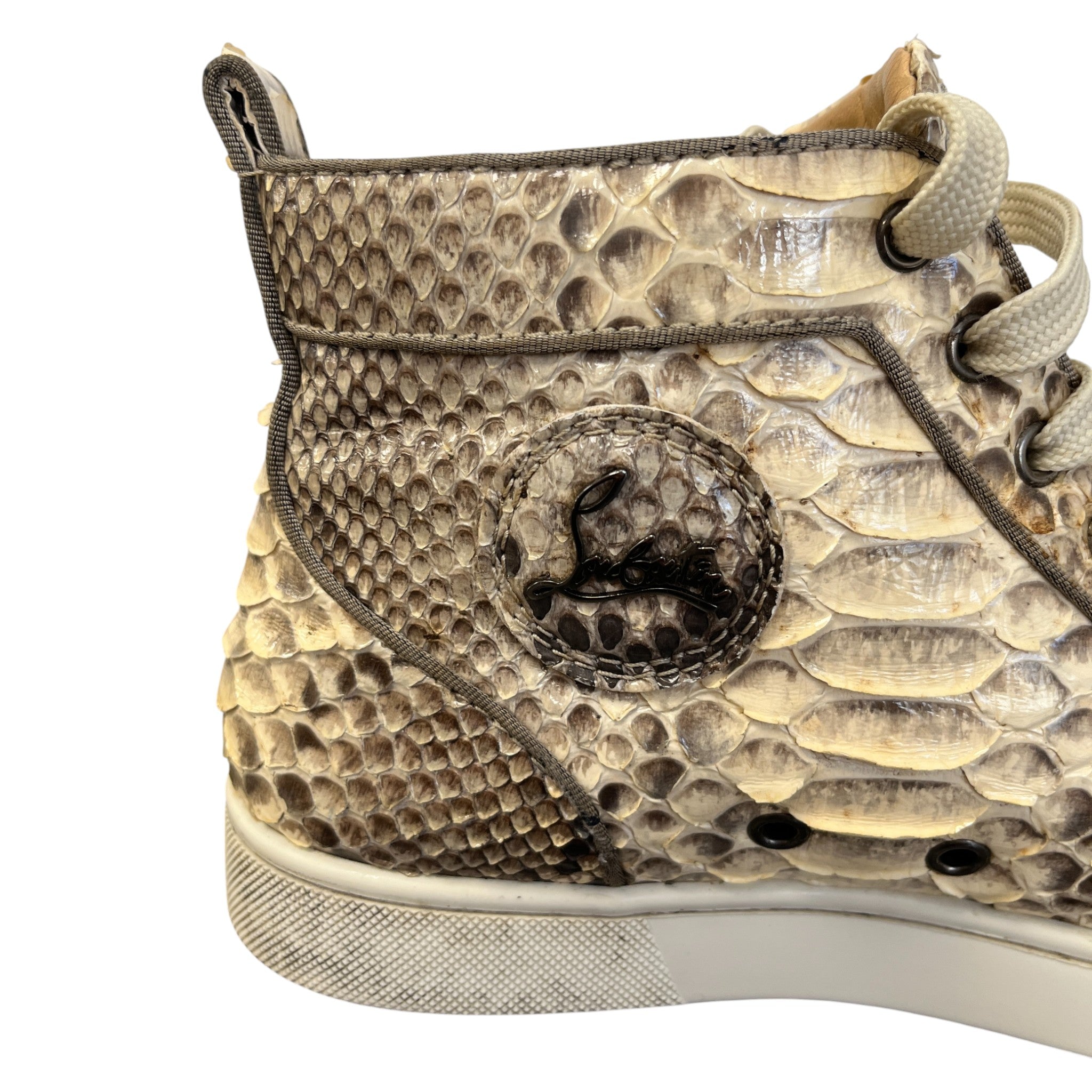 Men's Louis Flat Python High Trainers Beige Size EU 40.5 / UK 6.5