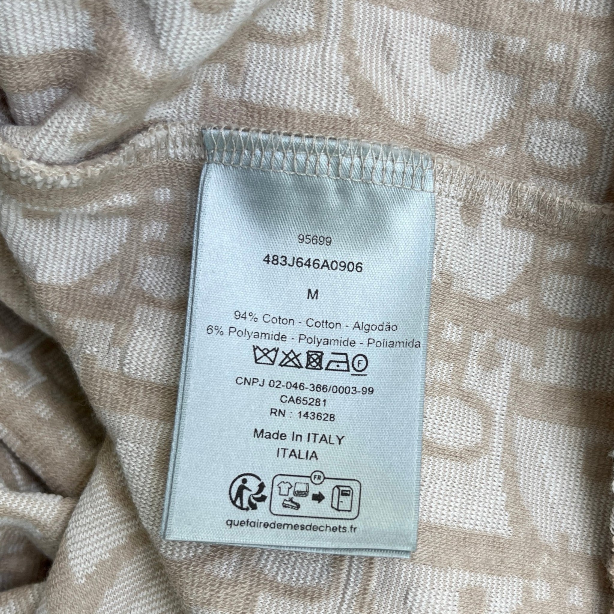 Men's Oblique Towelling T-Shirt Beige Size M
