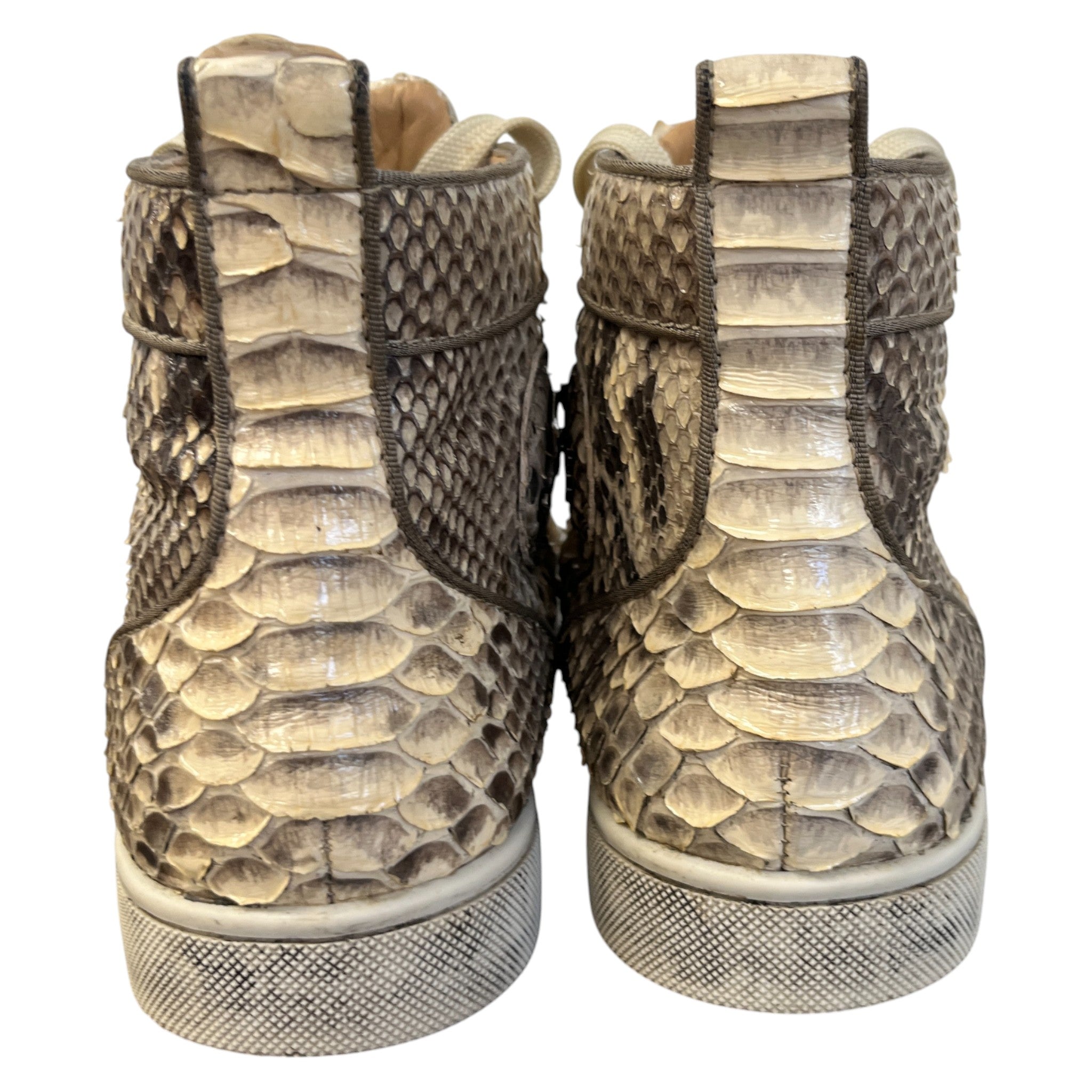 Men's Louis Flat Python High Trainers Beige Size EU 40.5 / UK 6.5