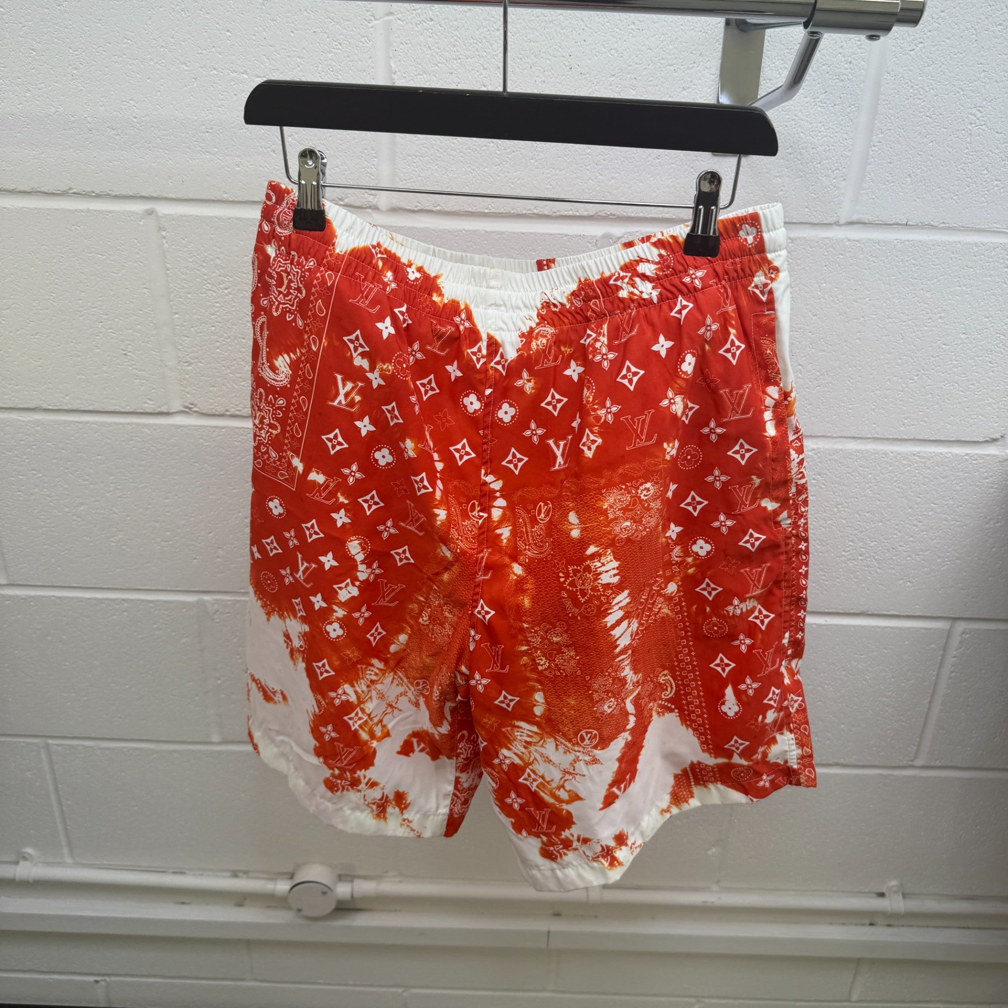 Men's Monogram Bandana Print Shorts Red Size L