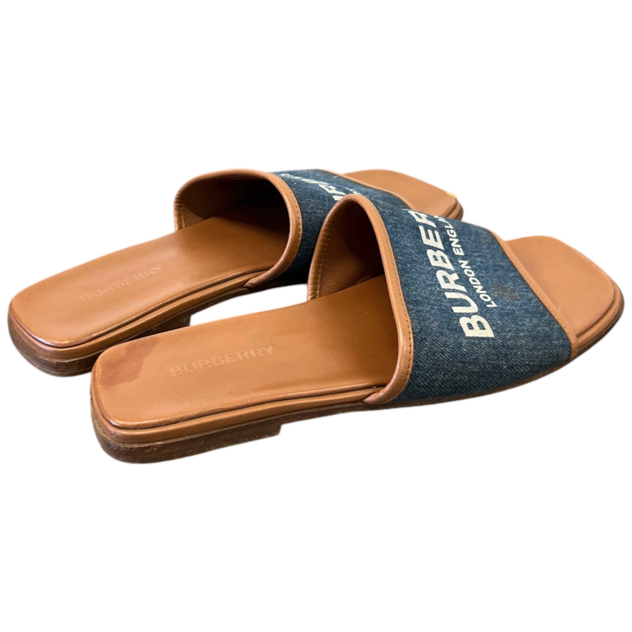 Women's Denim Logo Print Sandals Blue Size EU 39 / UK 6