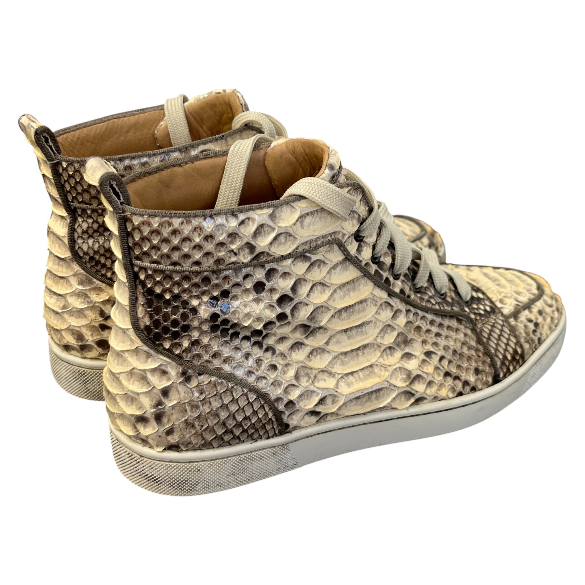 Men's Louis Flat Python High Trainers Beige Size EU 40.5 / UK 6.5