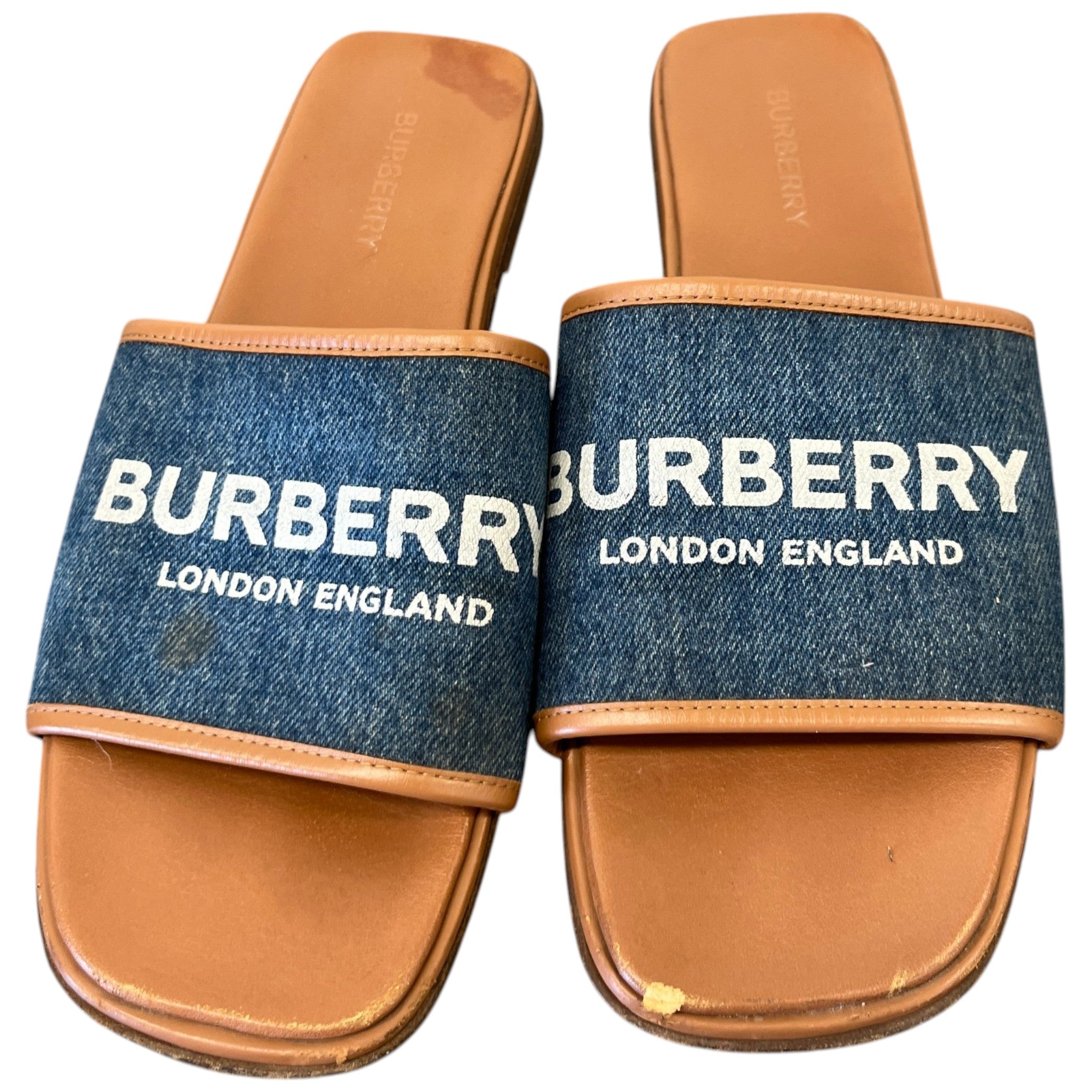 Women's Denim Logo Print Sandals Blue Size EU 39 / UK 6