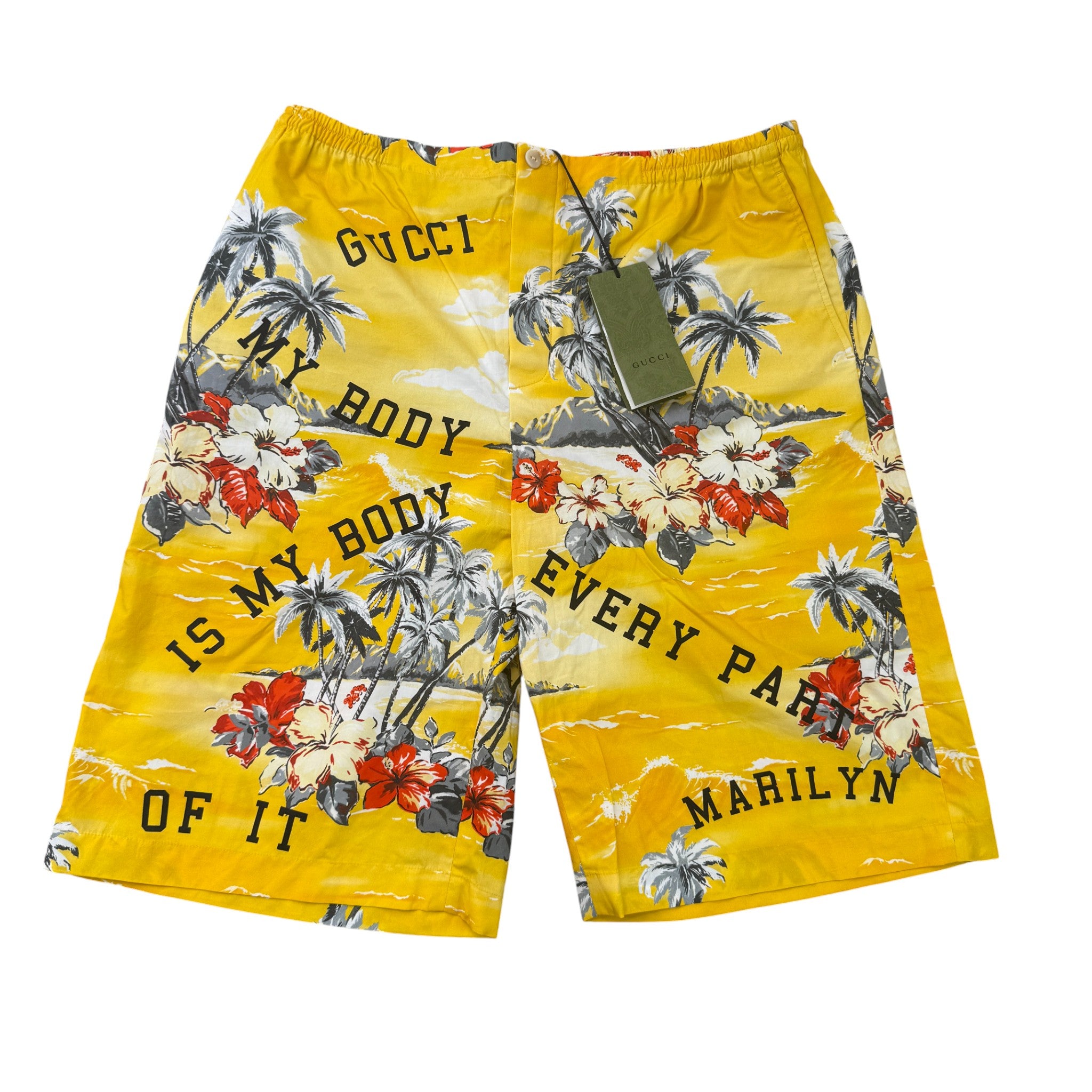 Men's Ocean Palms Print Shorts Yellow Size IT 52 / UK 36
