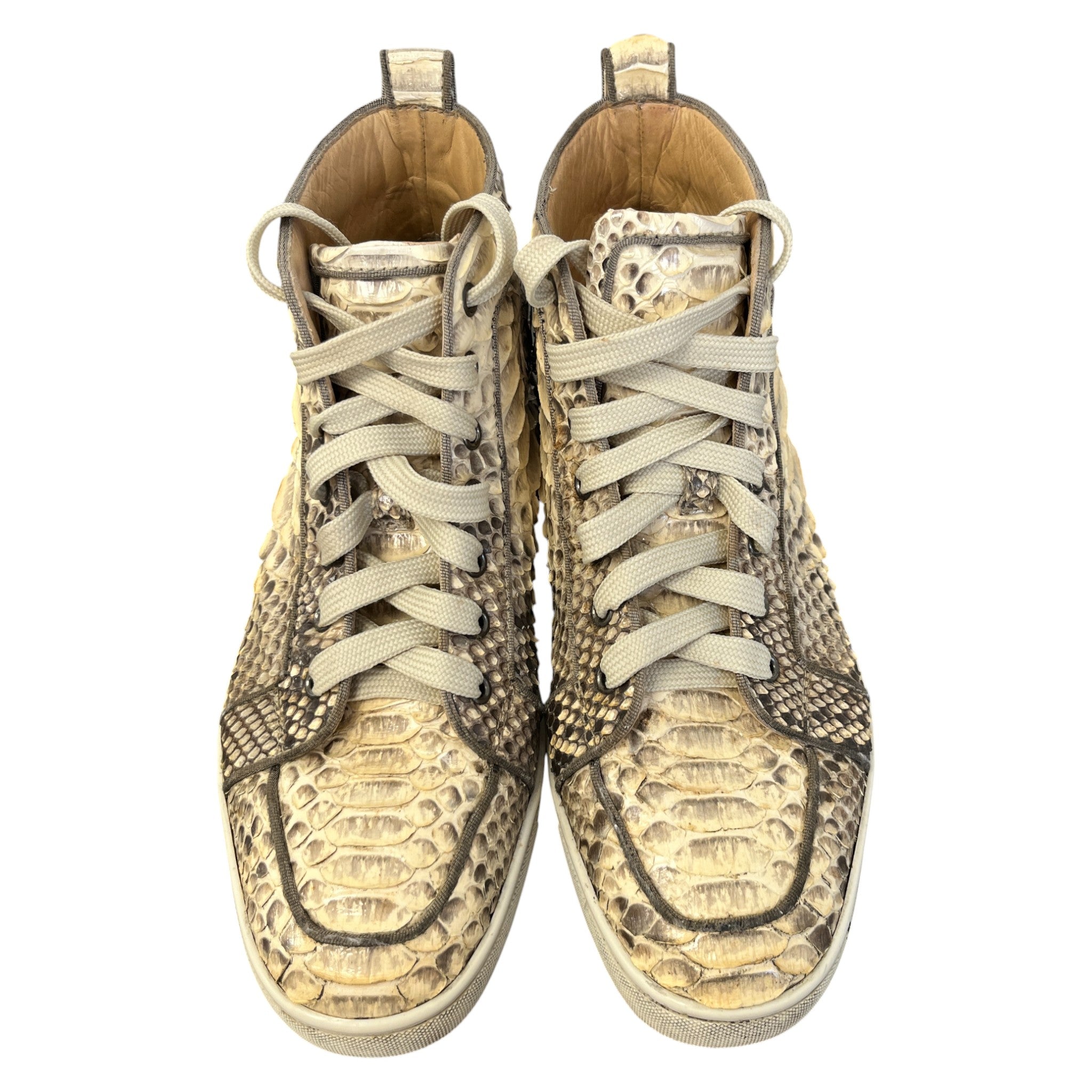 Men's Louis Flat Python High Trainers Beige Size EU 40.5 / UK 6.5
