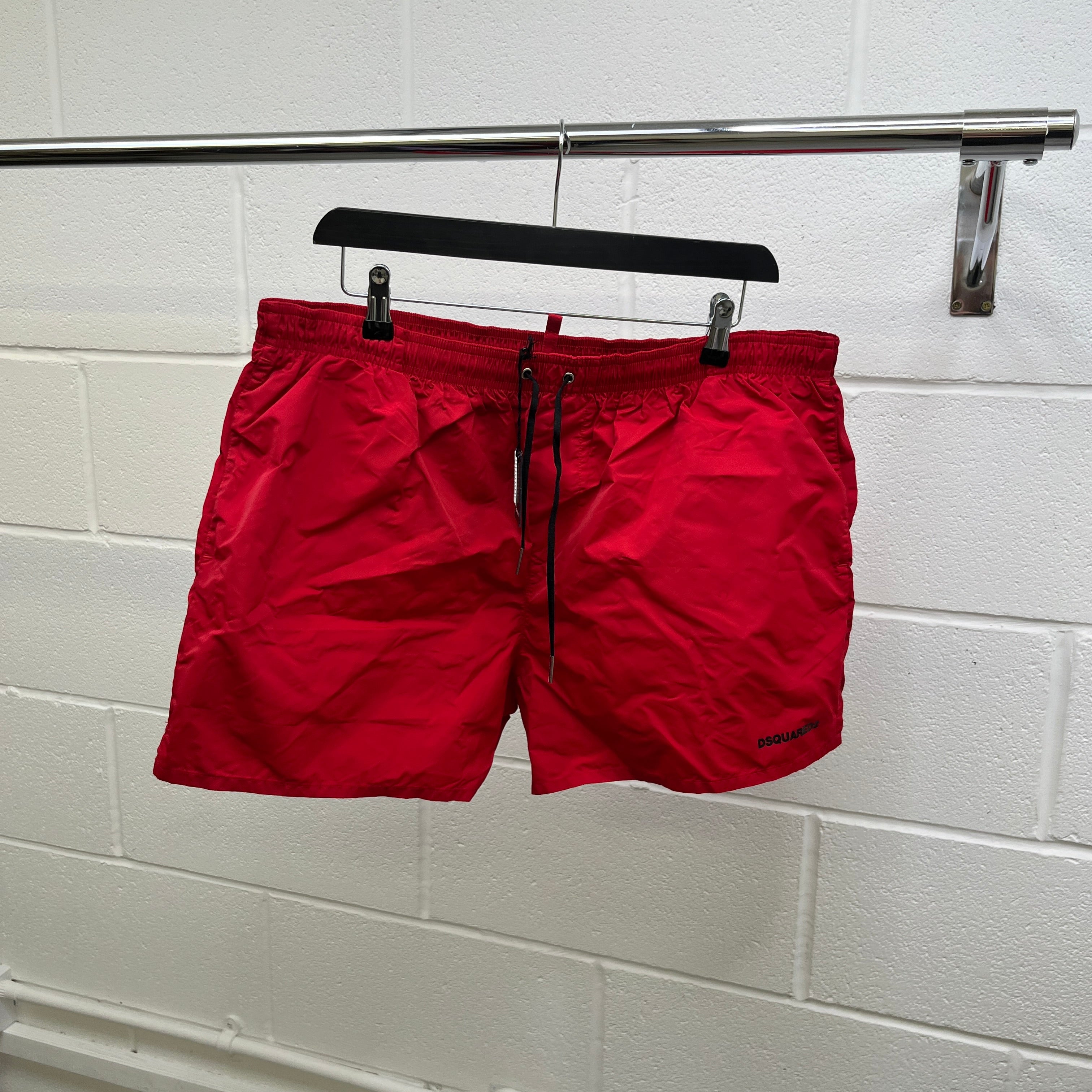 Men's Icon Logo Print Swim Shorts Red Size XL