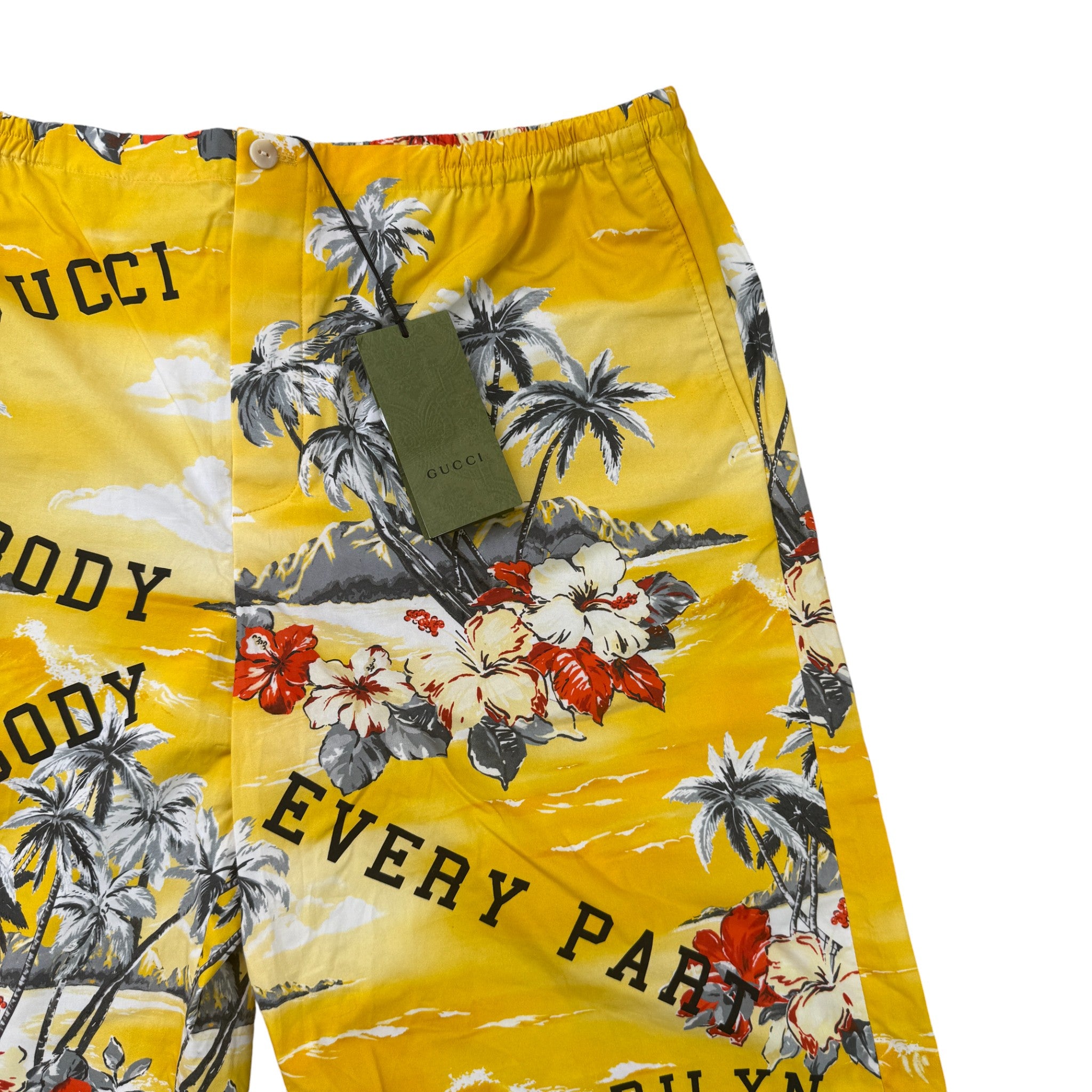 Men's Ocean Palms Print Shorts Yellow Size IT 52 / UK 36