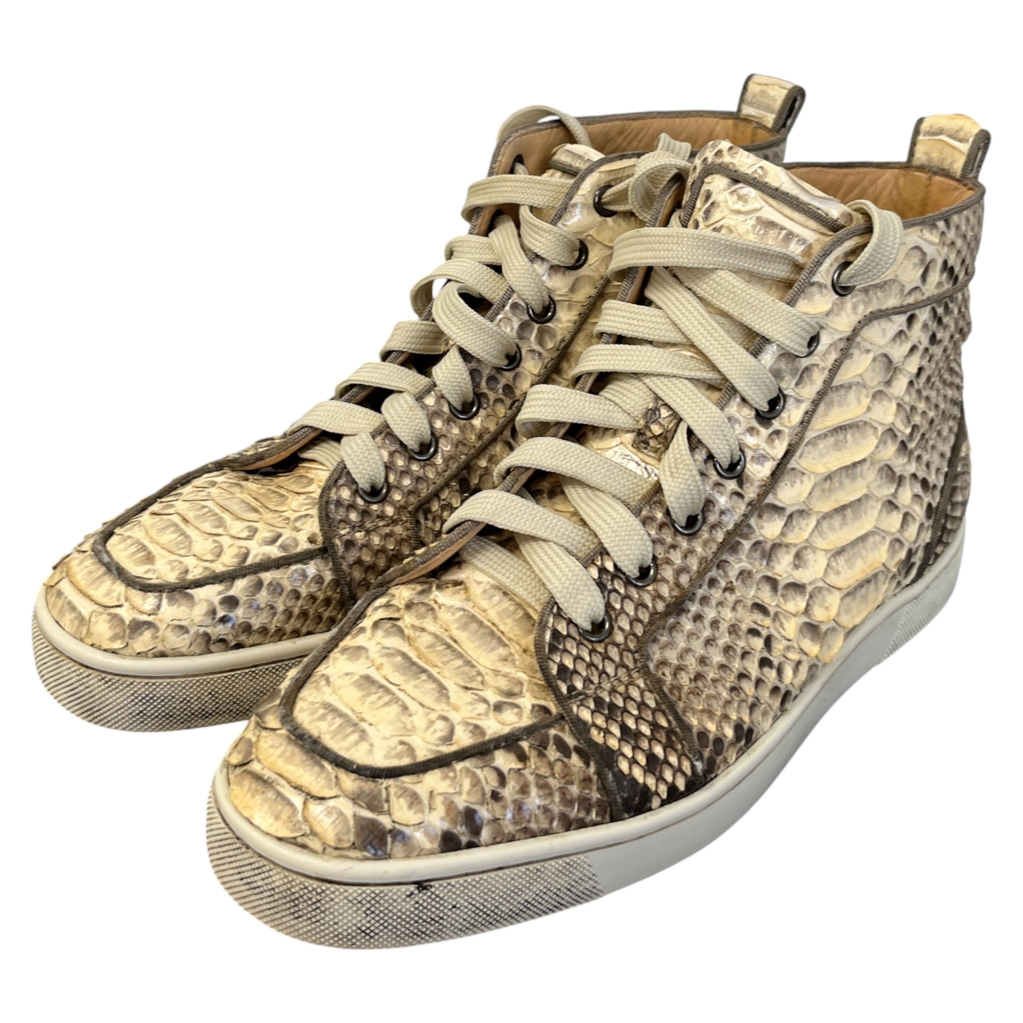 Men's Louis Flat Python High Trainers Beige Size EU 40.5 / UK 6.5