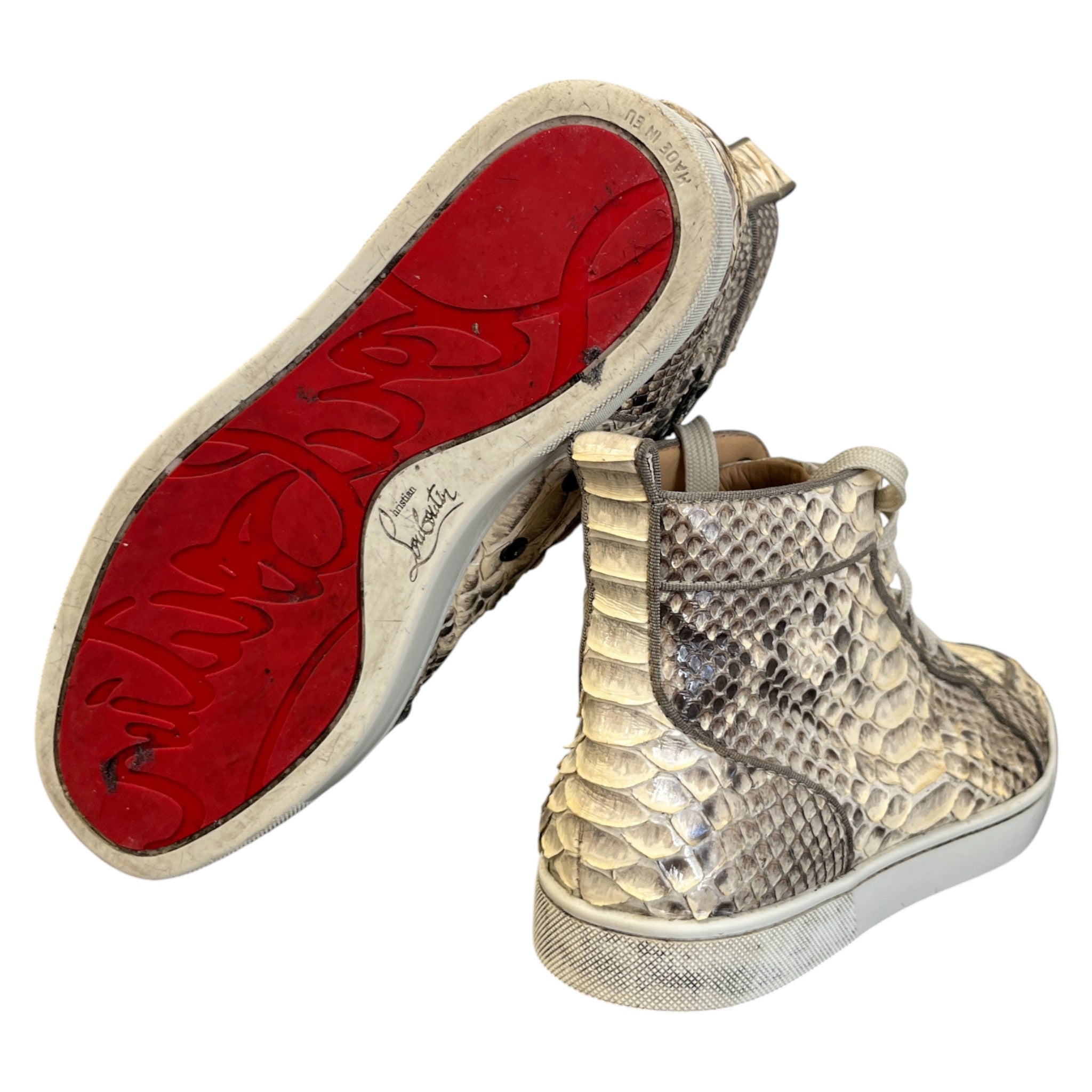 Men's Louis Flat Python High Trainers Beige Size EU 40.5 / UK 6.5