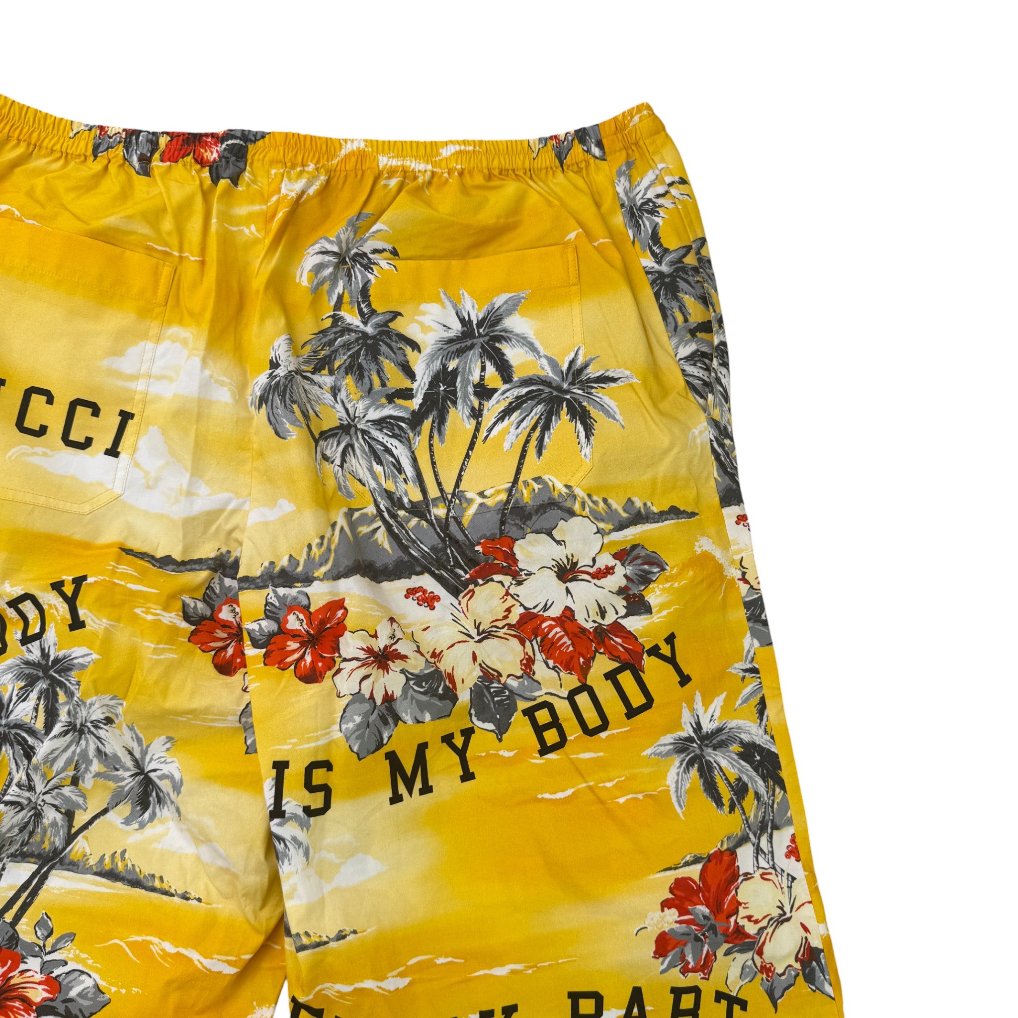 Men's Ocean Palms Print Shorts Yellow Size IT 52 / UK 36