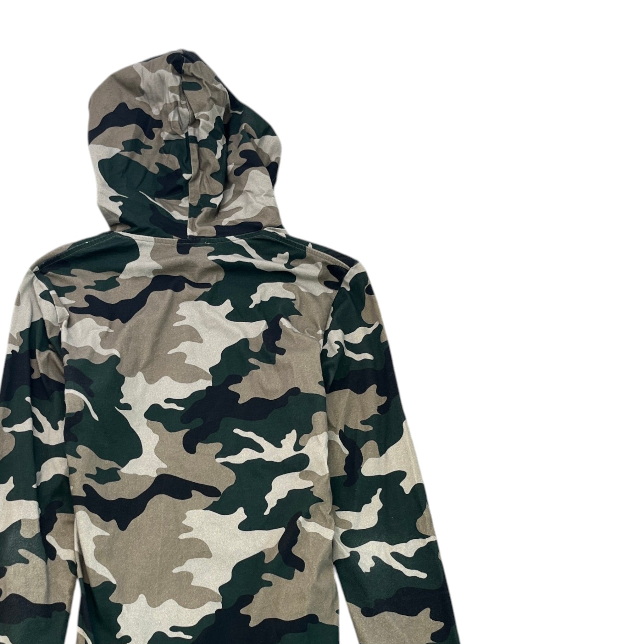 Men's Logo Print Camo Hoodie Khaki Size S