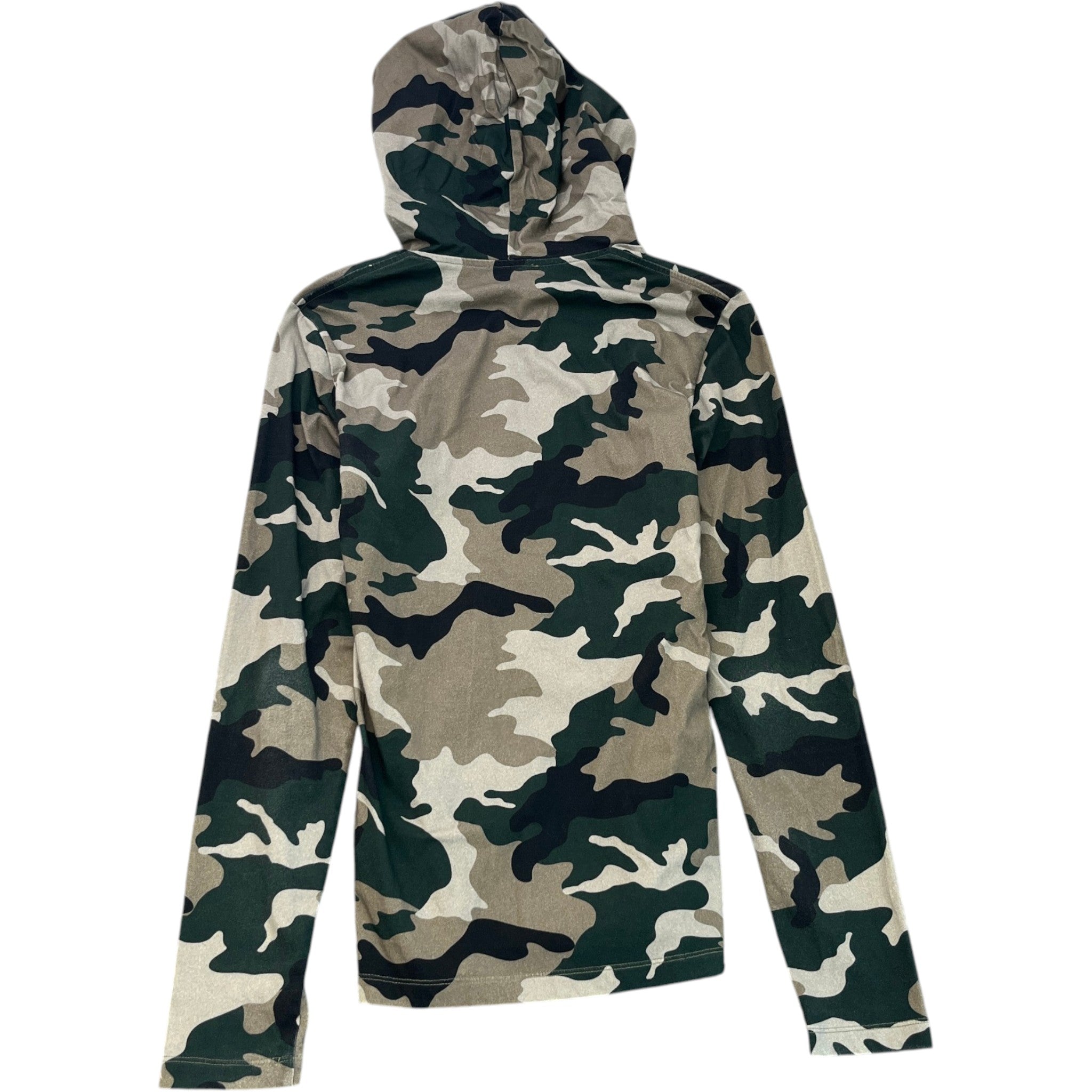 Men's Logo Print Camo Hoodie Khaki Size S