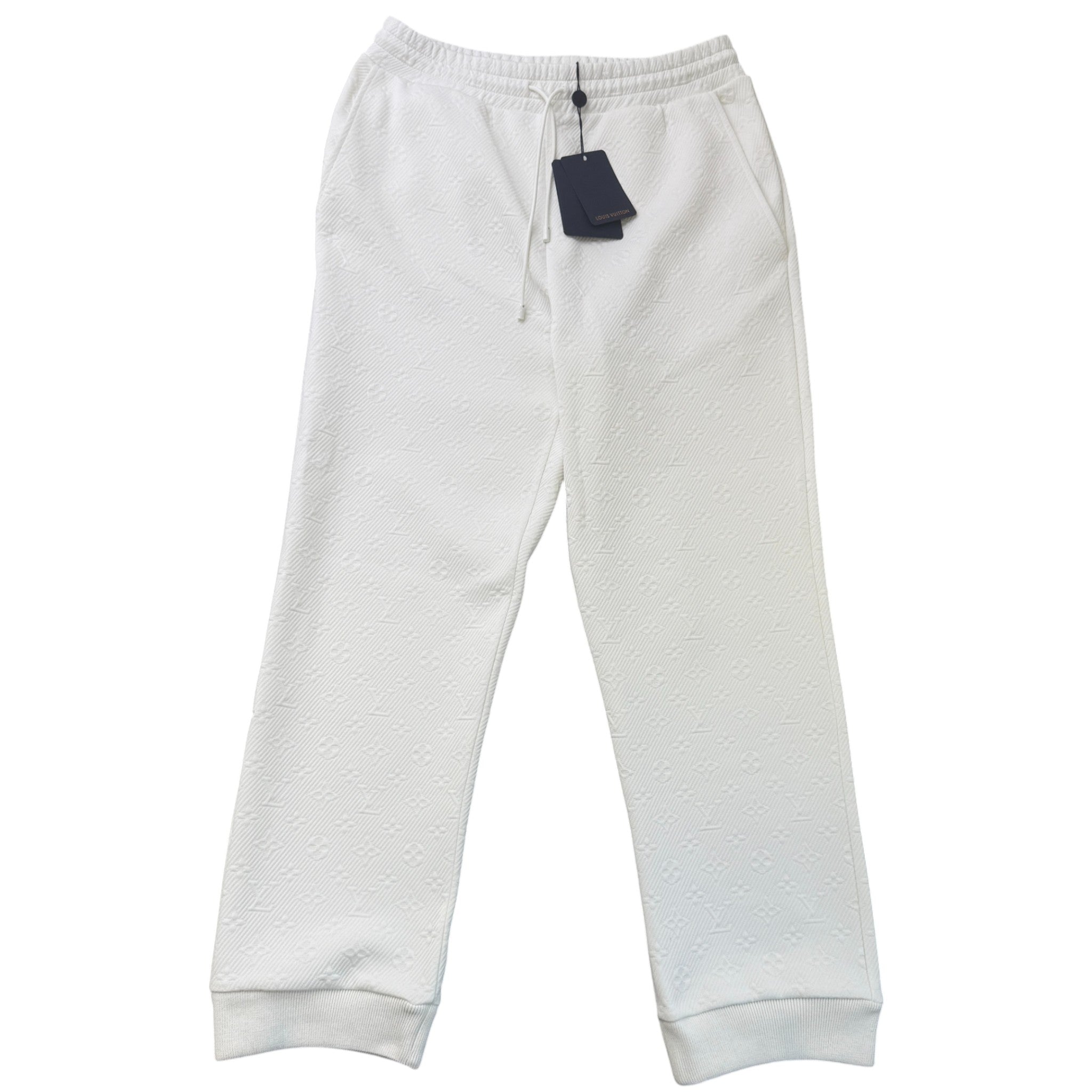 Men's Monogram Print Joggers White Size L