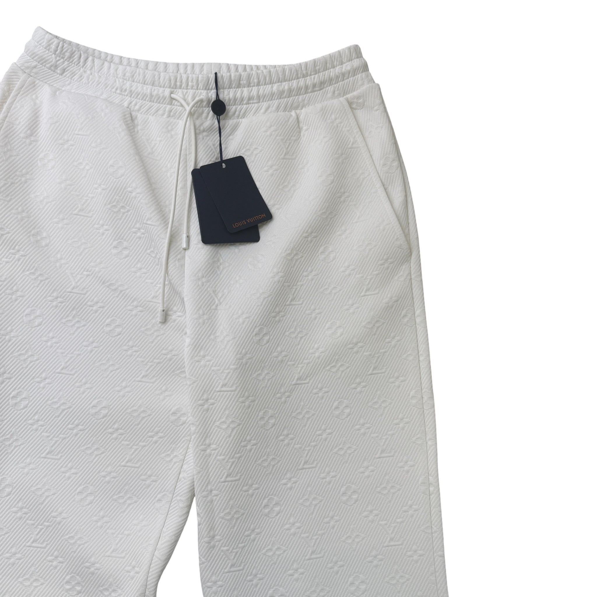 Men's Monogram Print Joggers White Size L