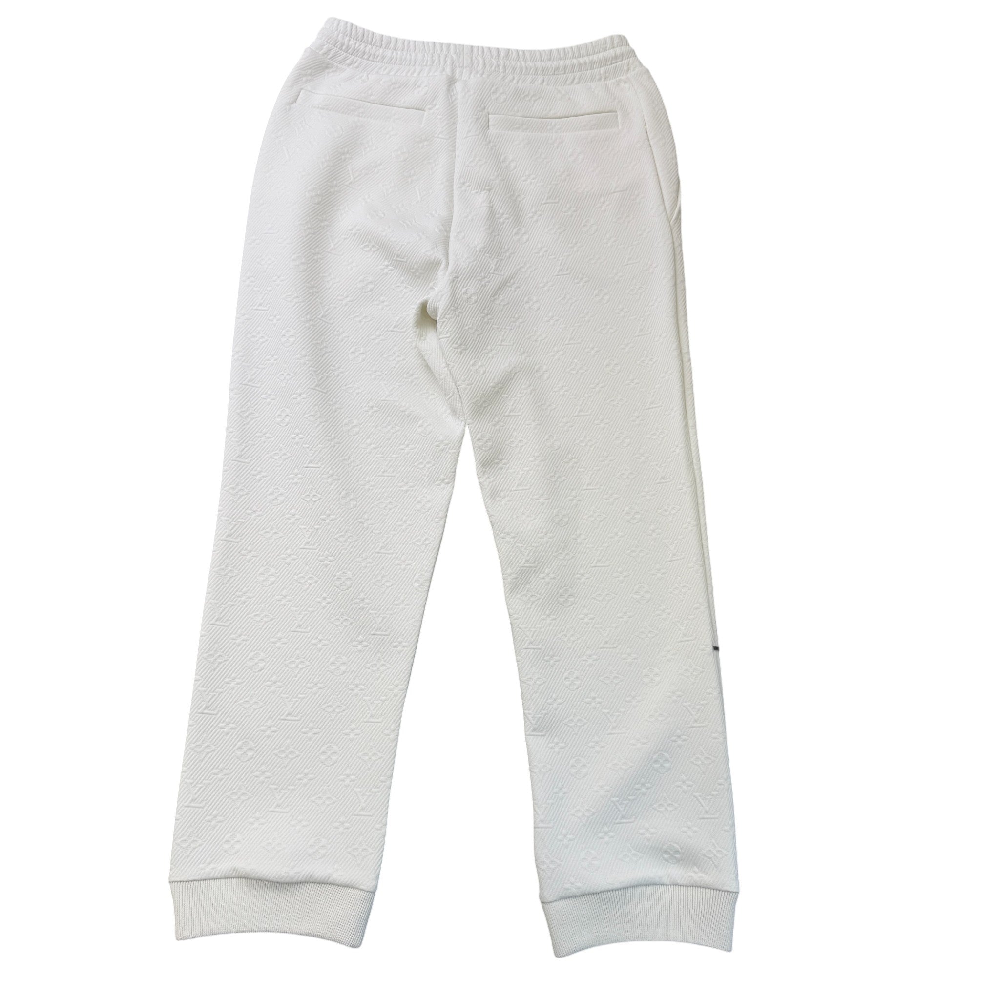 Men's Monogram Print Joggers White Size L