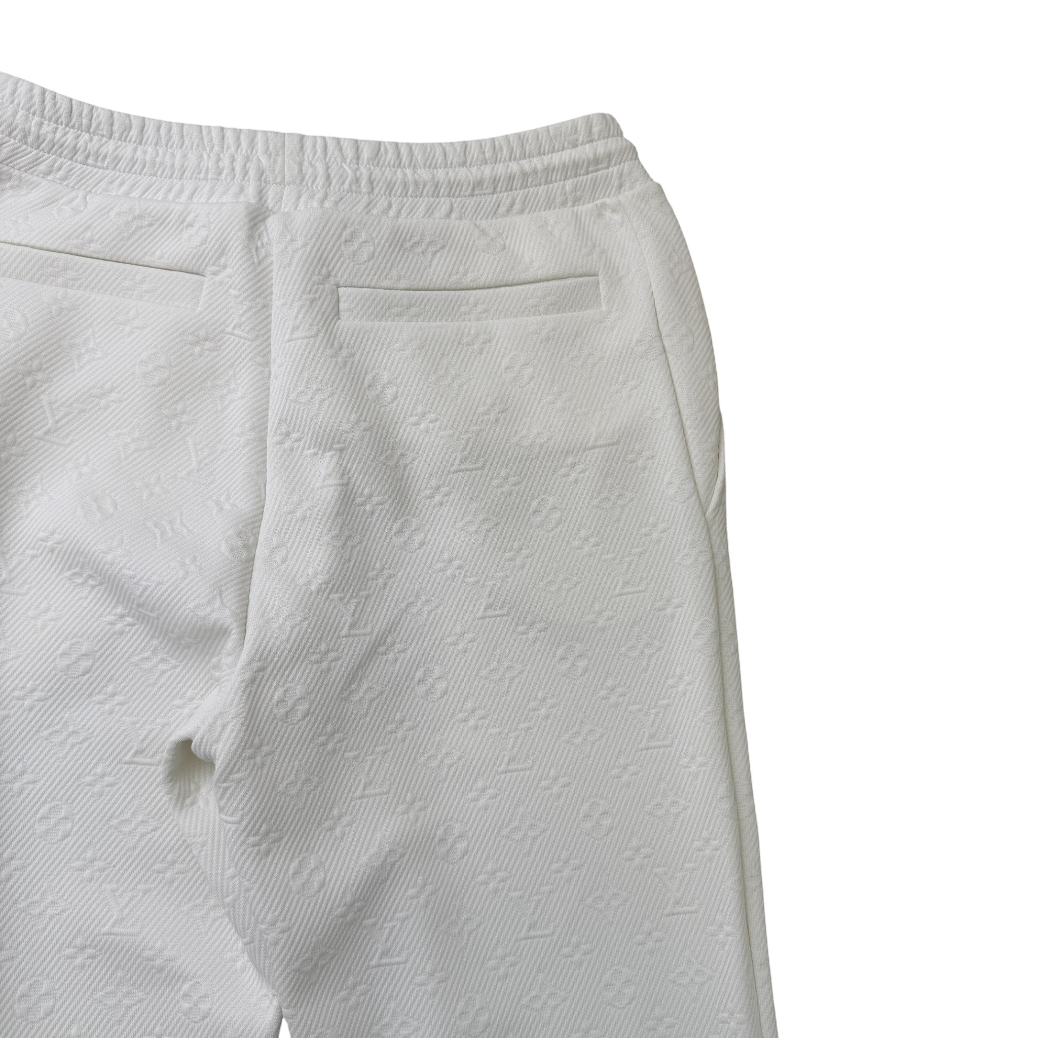 Men's Monogram Print Joggers White Size L