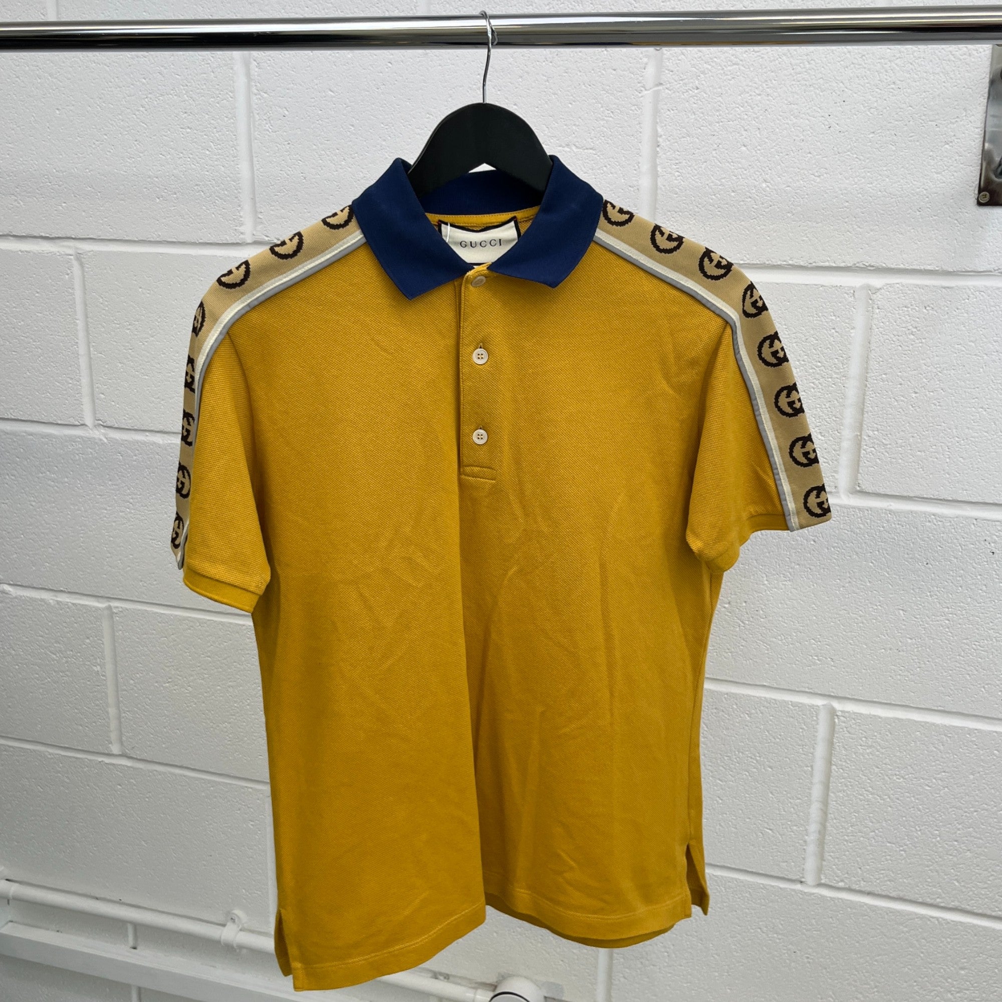 Men's Tape Logo Polo Shirt Yellow Size XS