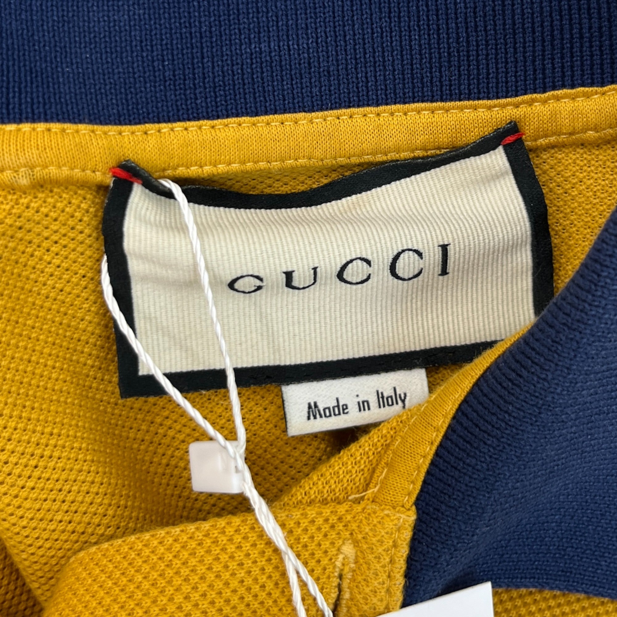 Men's Tape Logo Polo Shirt Yellow Size XS