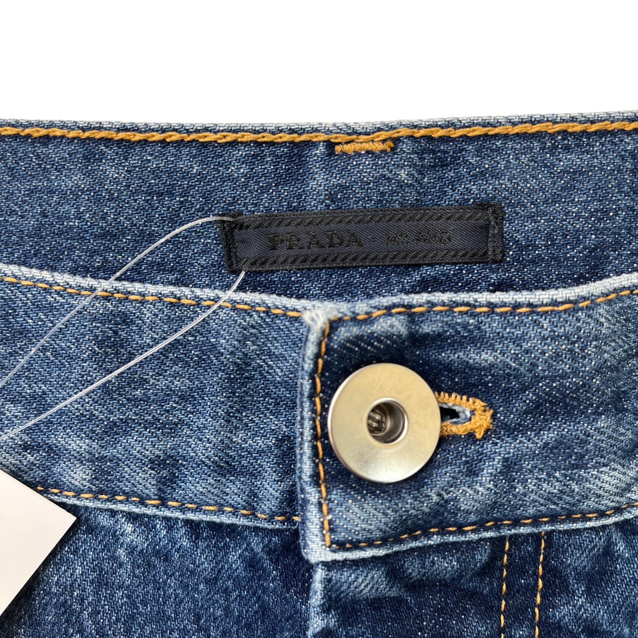 Men's Plaque Logo Jeans Blue Size Waist 32"