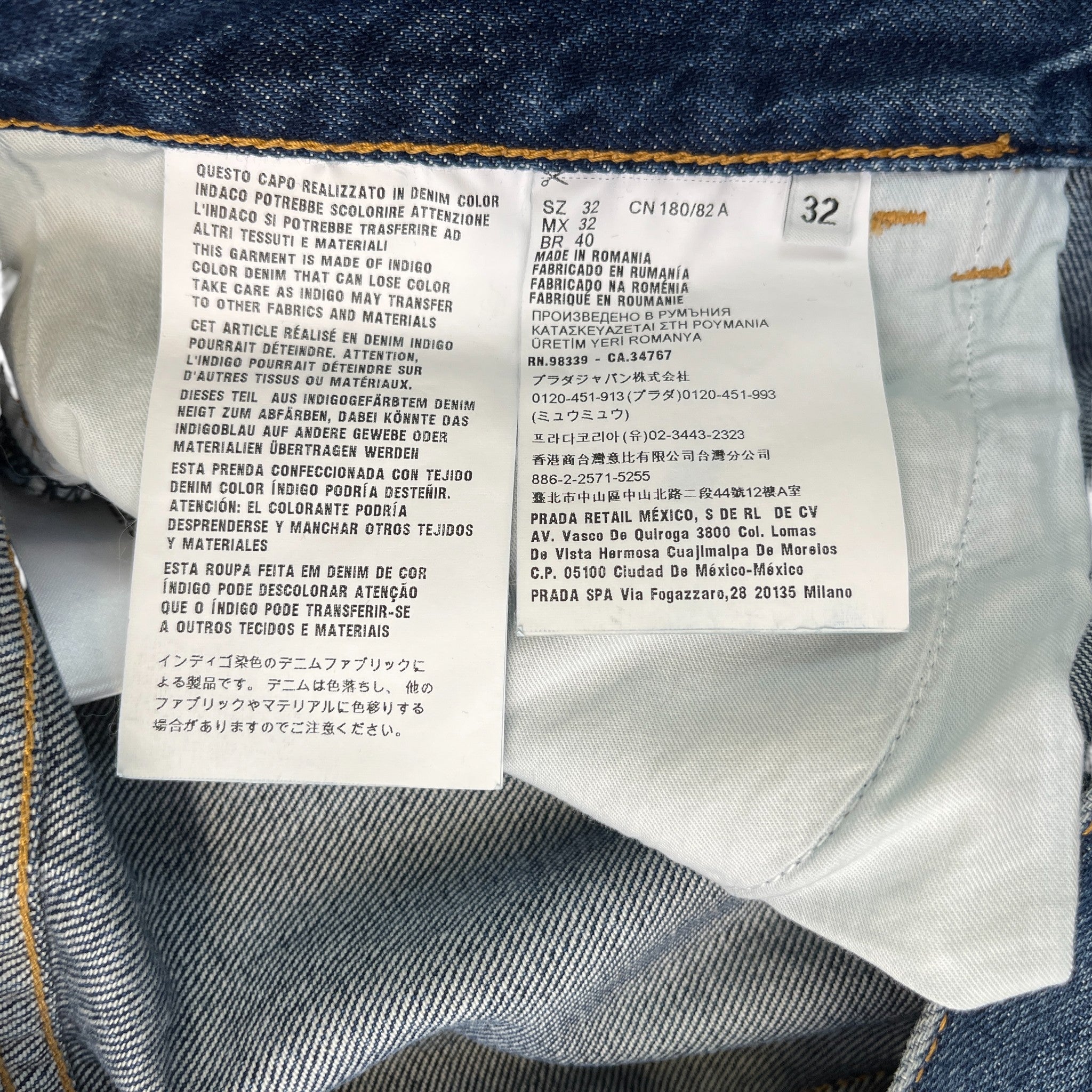 Men's Plaque Logo Jeans Blue Size Waist 32"