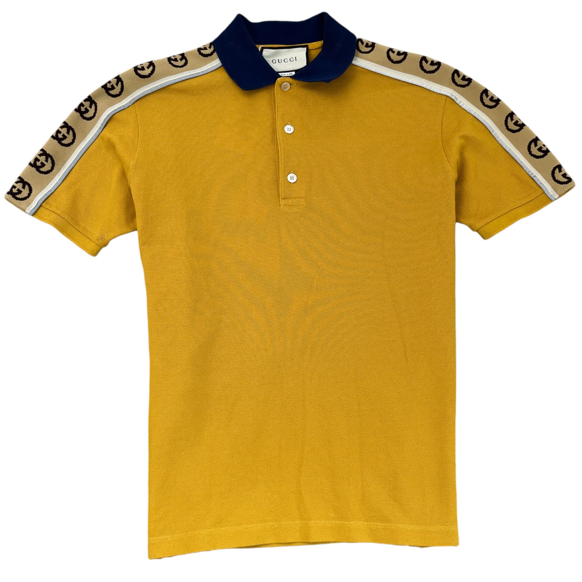 Men's Tape Logo Polo Shirt Yellow Size XS