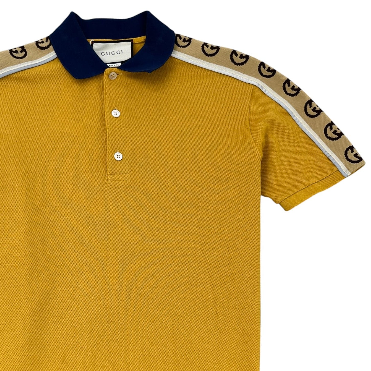 Men's Tape Logo Polo Shirt Yellow Size XS