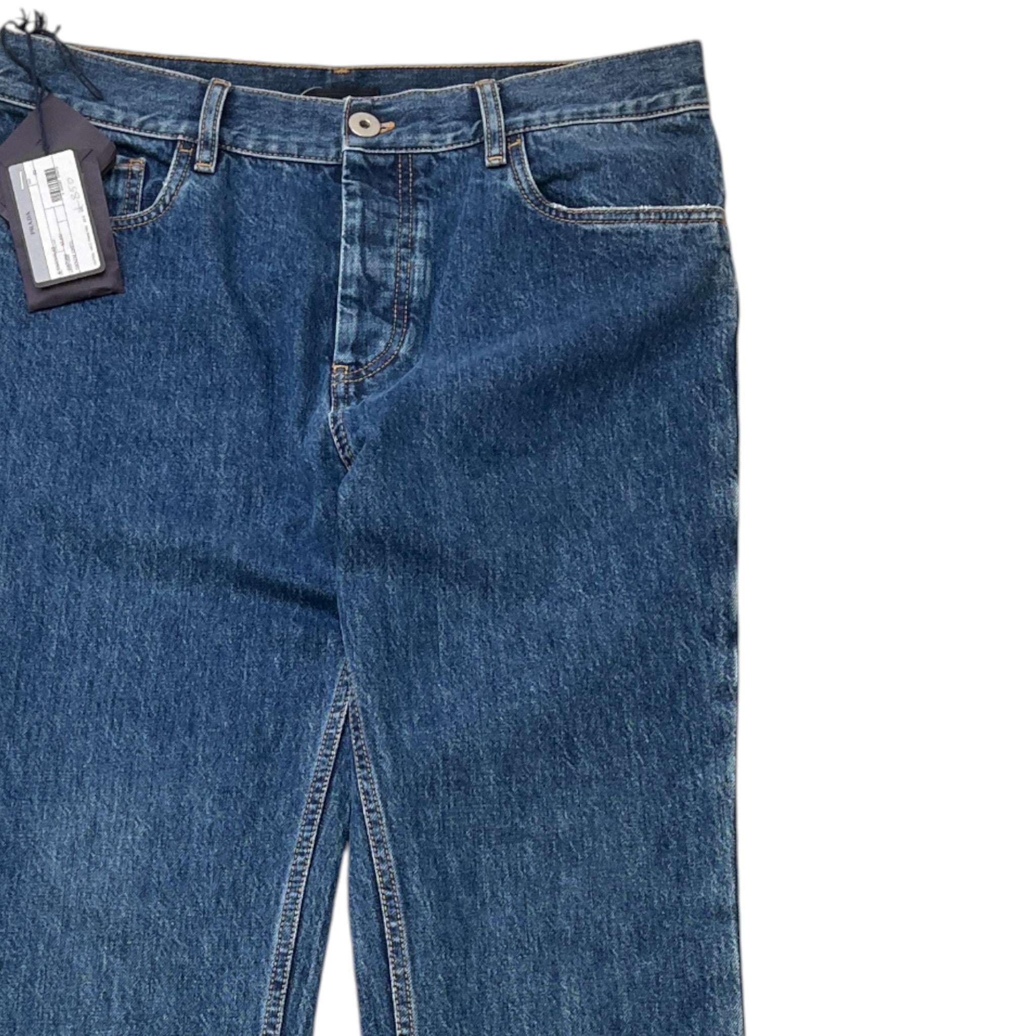 Men's Plaque Logo Jeans Blue Size Waist 32"