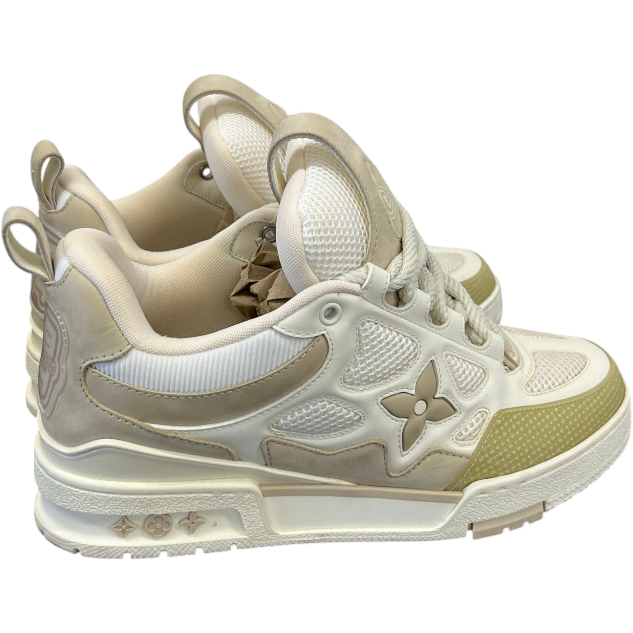 Men's Lv Skate Low Trainers Beige Size EU 40.5 / UK 6.5