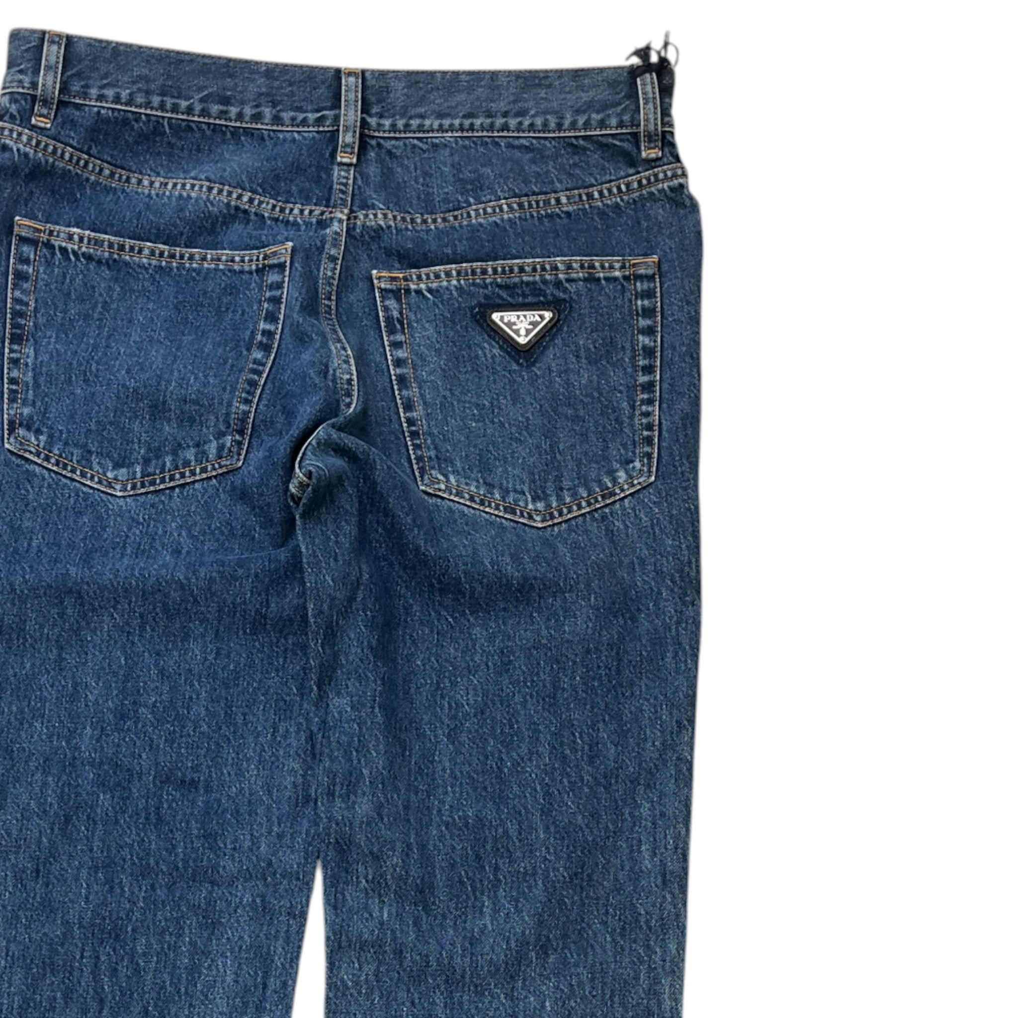 Men's Plaque Logo Jeans Blue Size Waist 32"