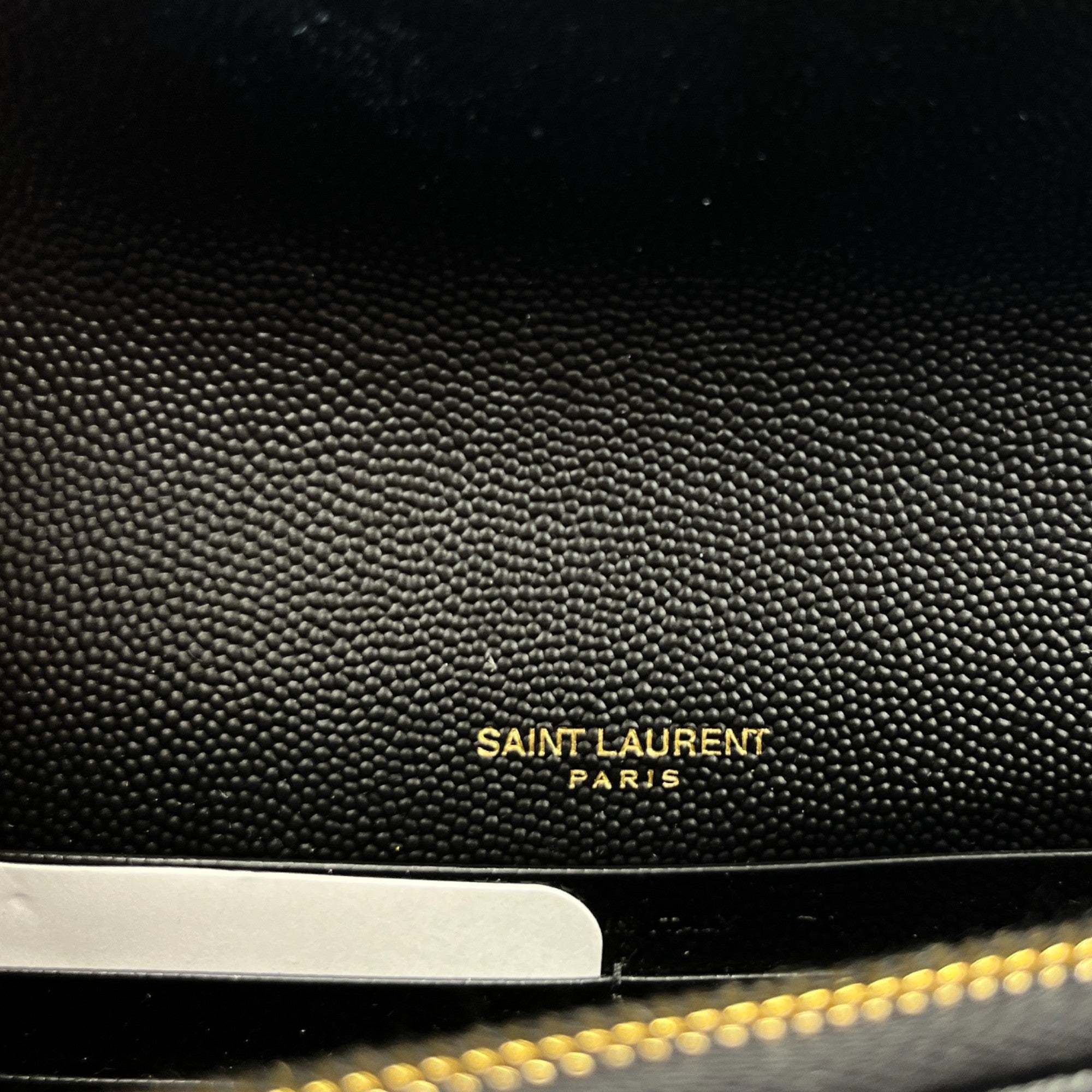 Women's Cassandre Envelope Chain Wallet Grain De Poudre Bag Black