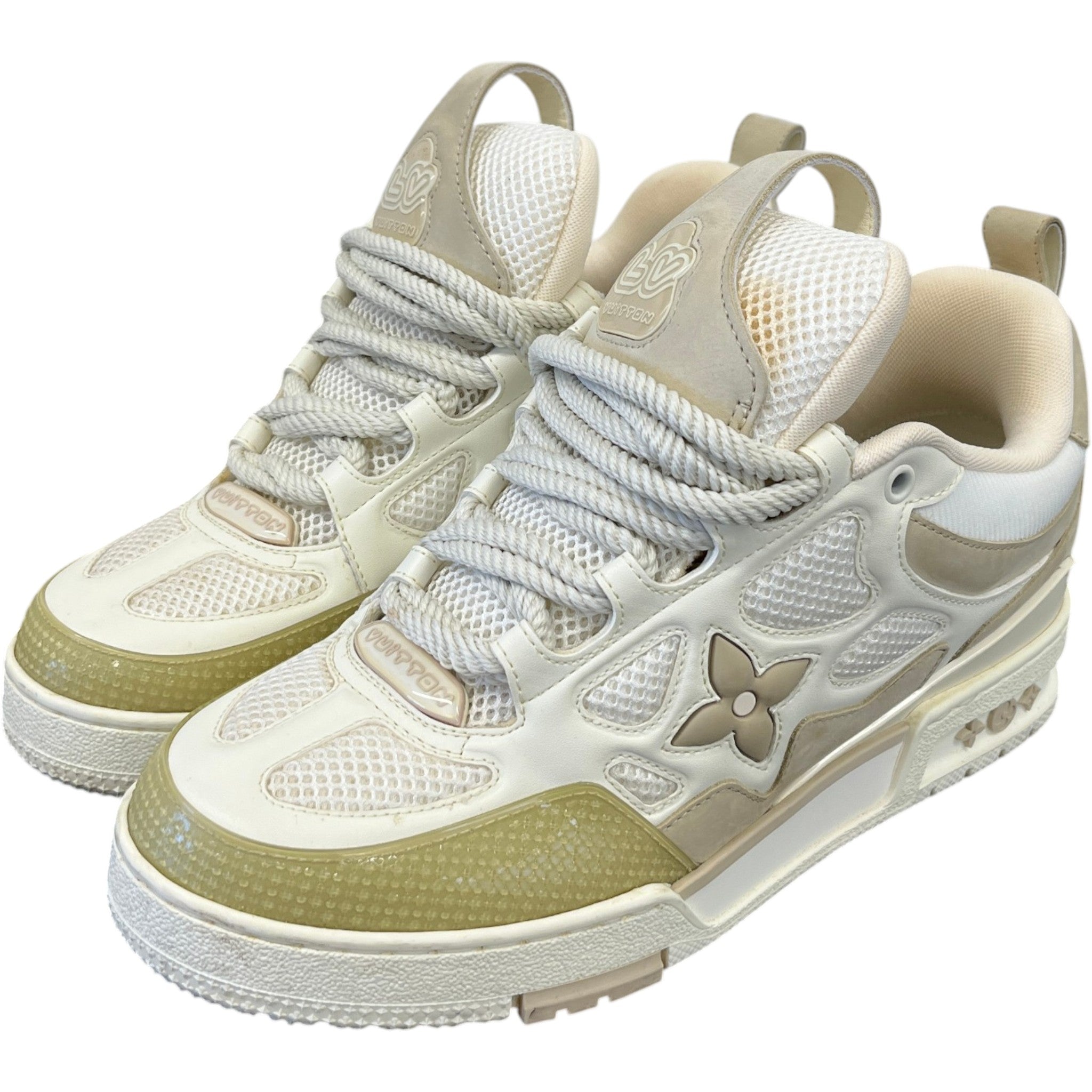 Men's Lv Skate Low Trainers Beige Size EU 40.5 / UK 6.5