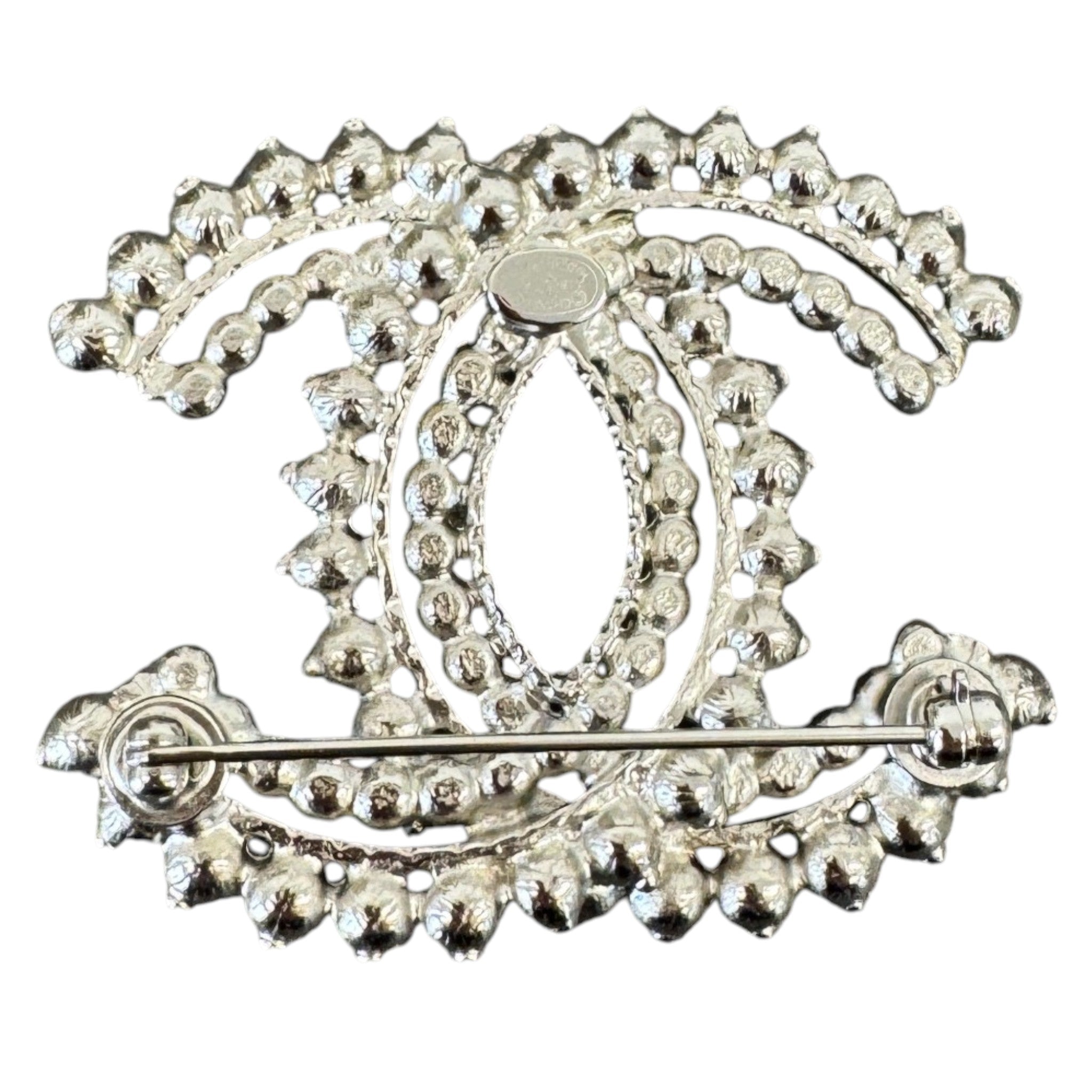 Women's Cc Logo Beaded Brooch Navy