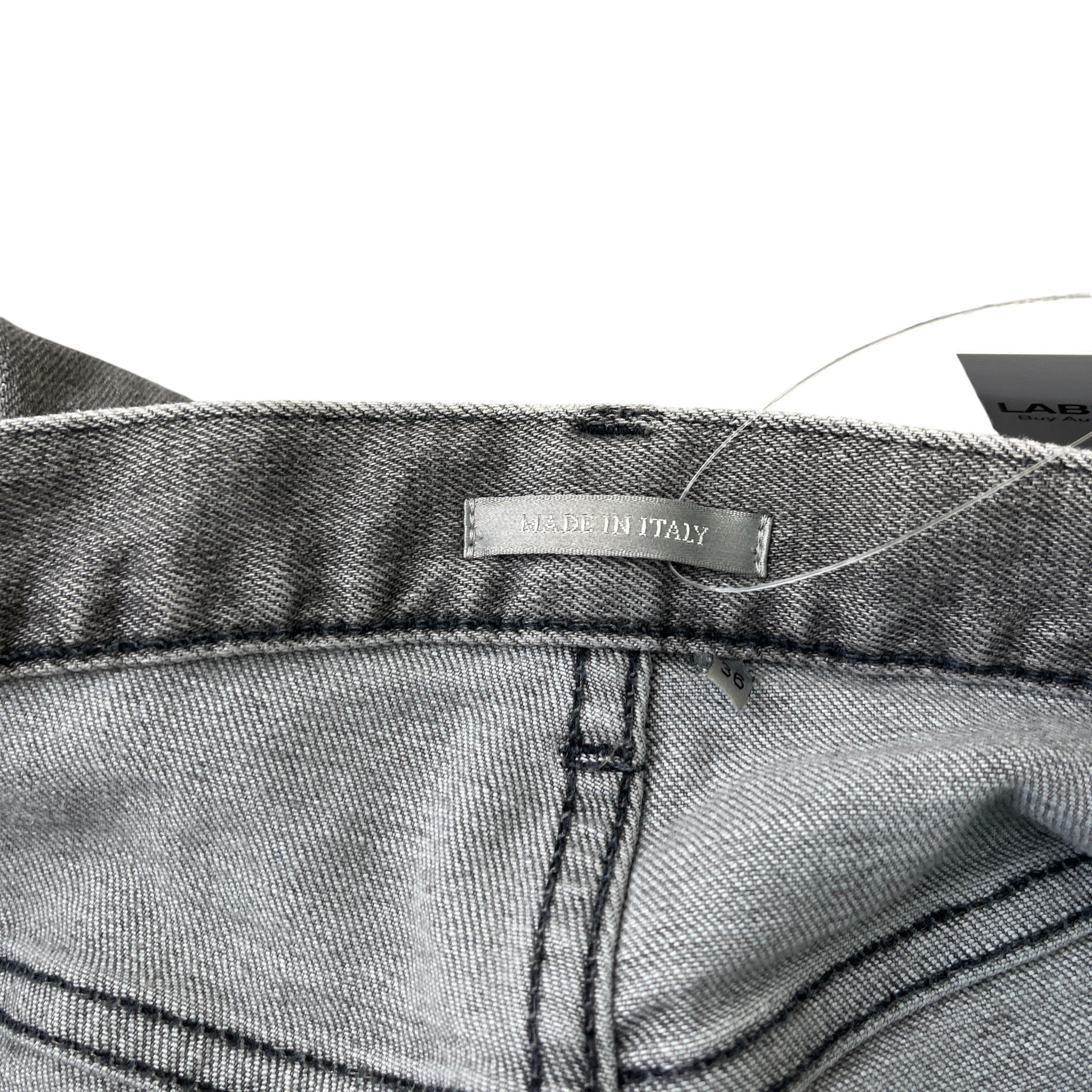 Men's Logo Patch Jeans Grey Size Waist 36"