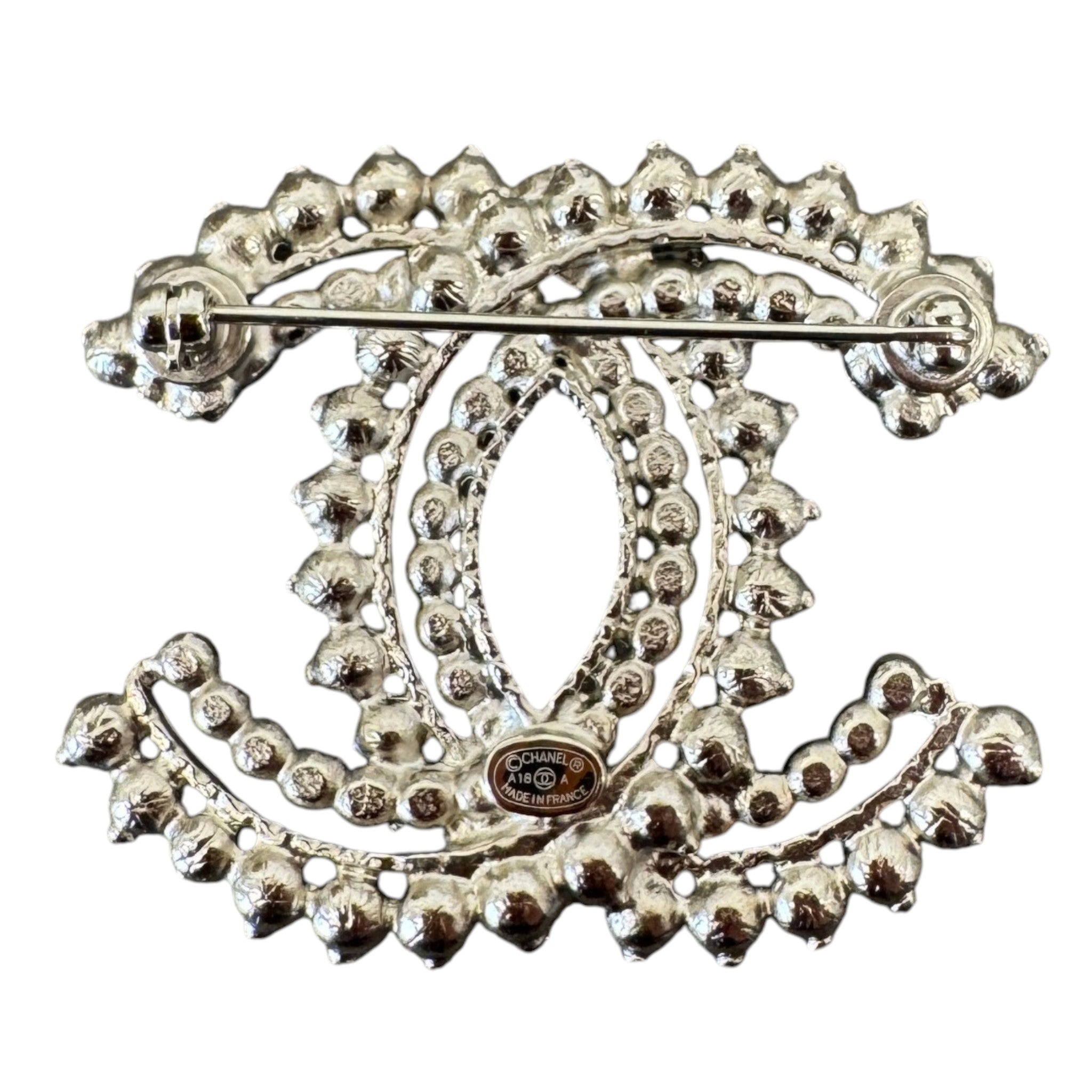 Women's Cc Logo Beaded Brooch Navy