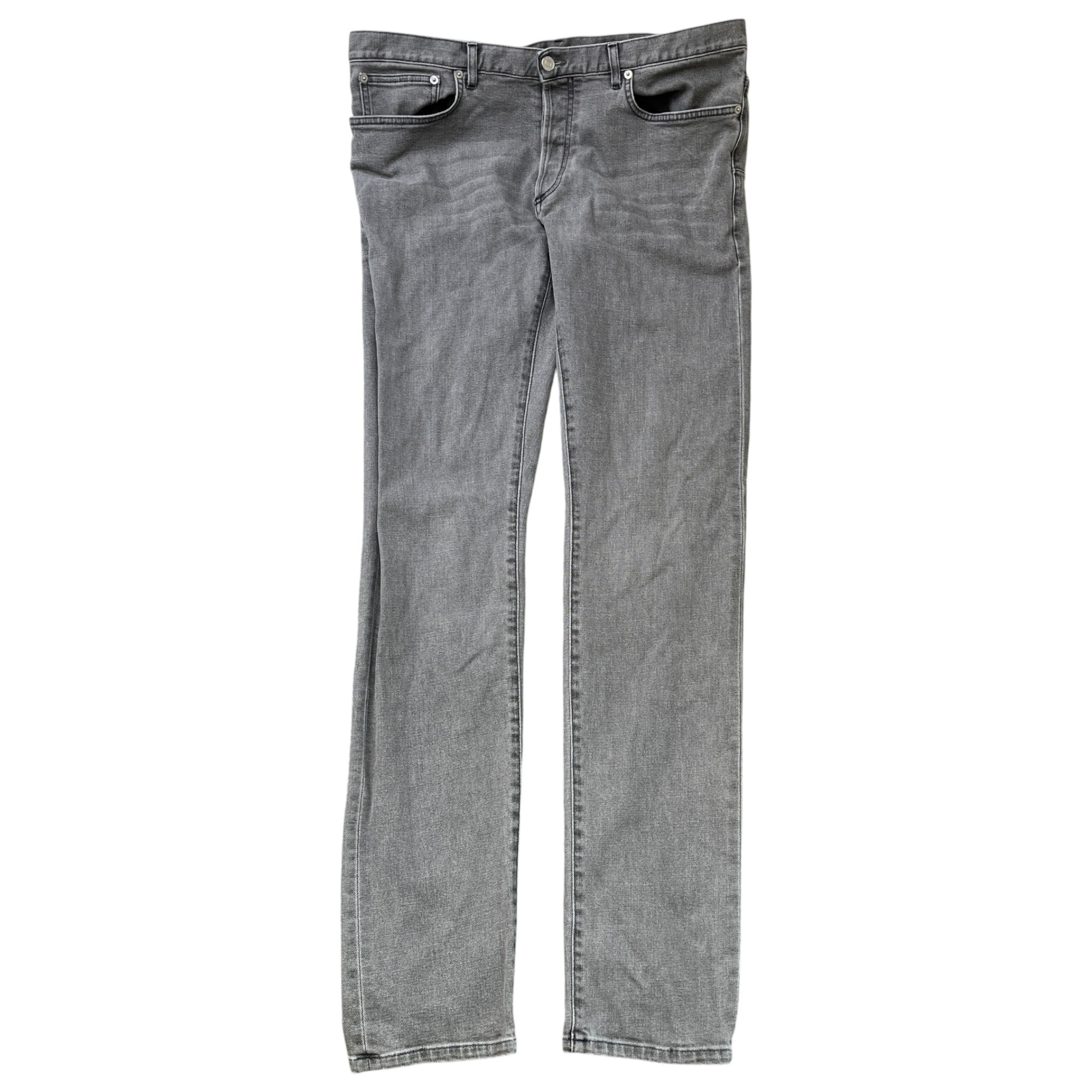 Men's Logo Patch Jeans Grey Size Waist 36"