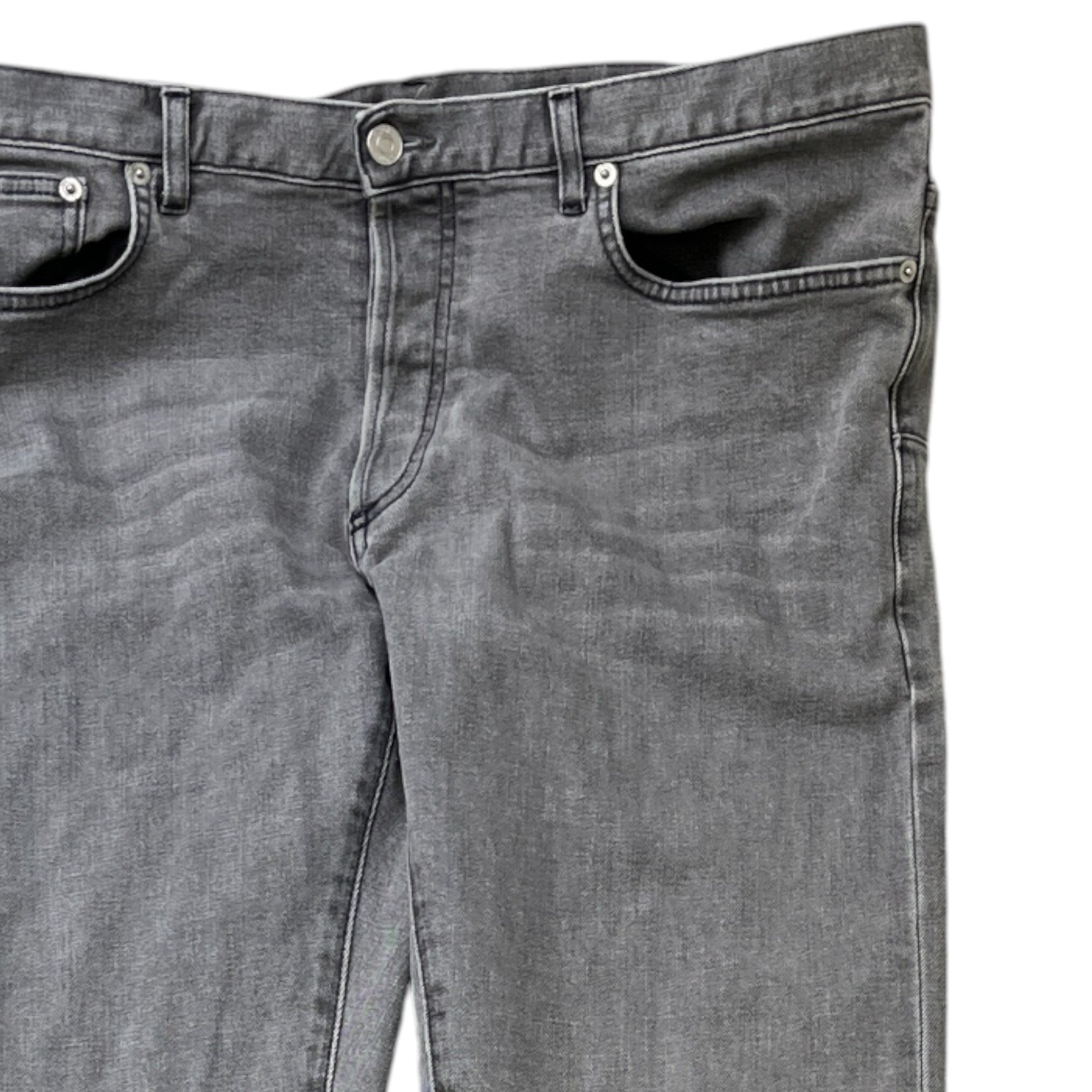 Men's Logo Patch Jeans Grey Size Waist 36"