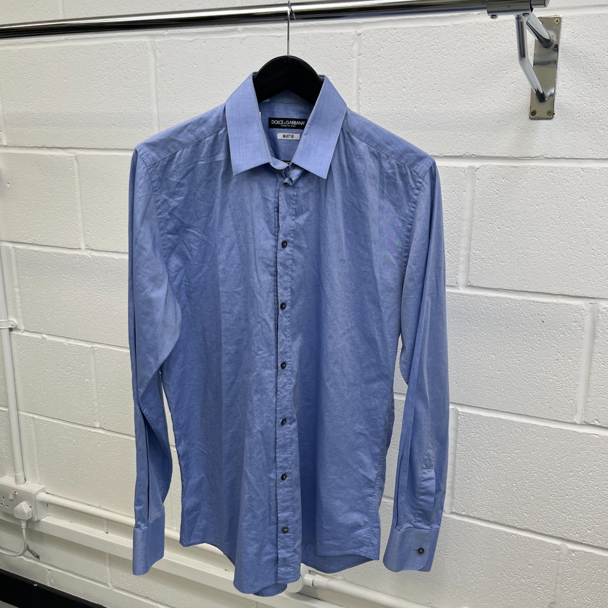 Men's Plain Long Sleeve Shirt Blue Size M