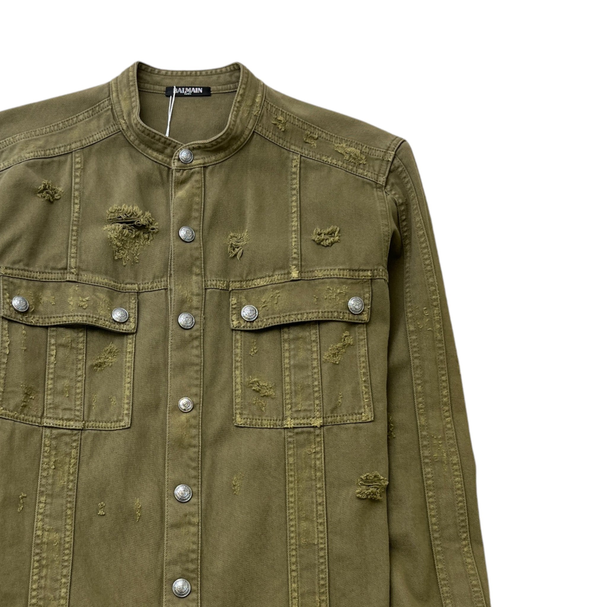 Men's Distressed OverShirt Khaki Size M