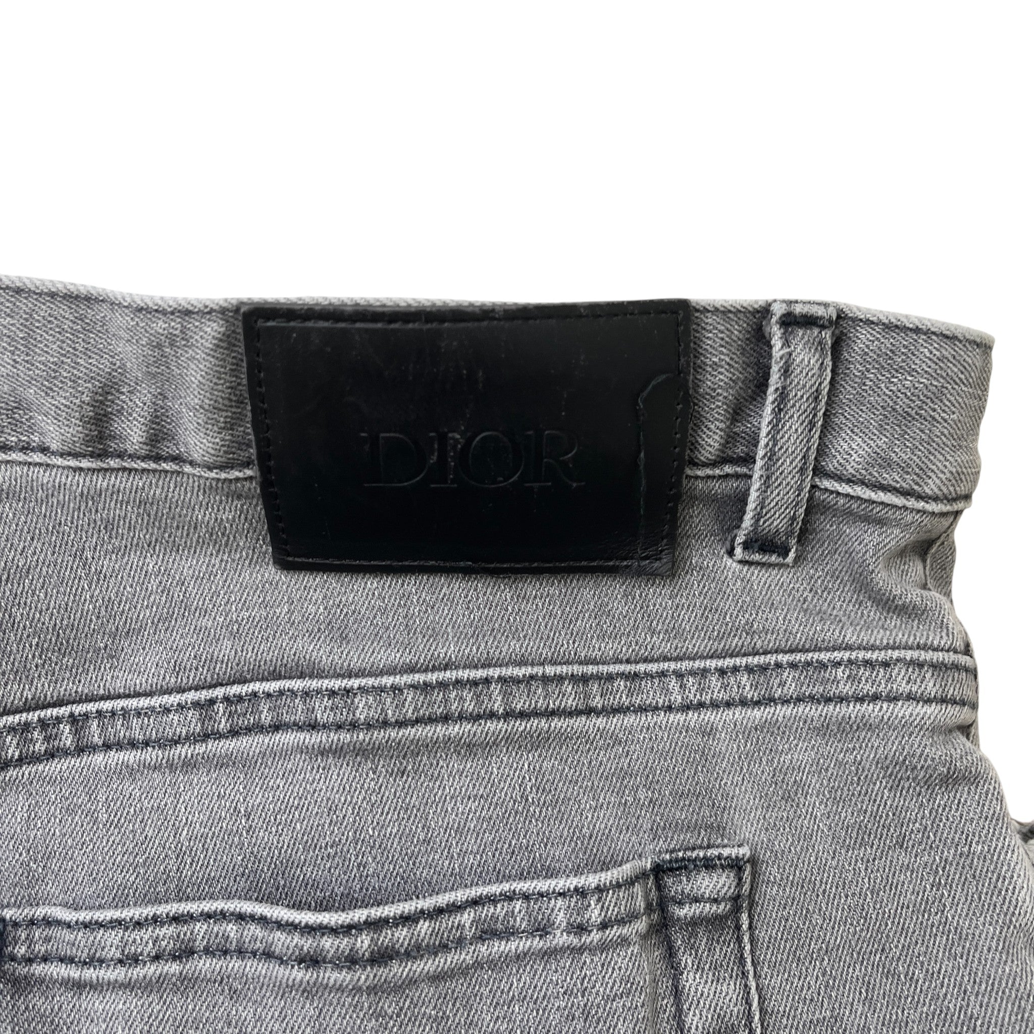 Men's Logo Patch Jeans Grey Size Waist 36"