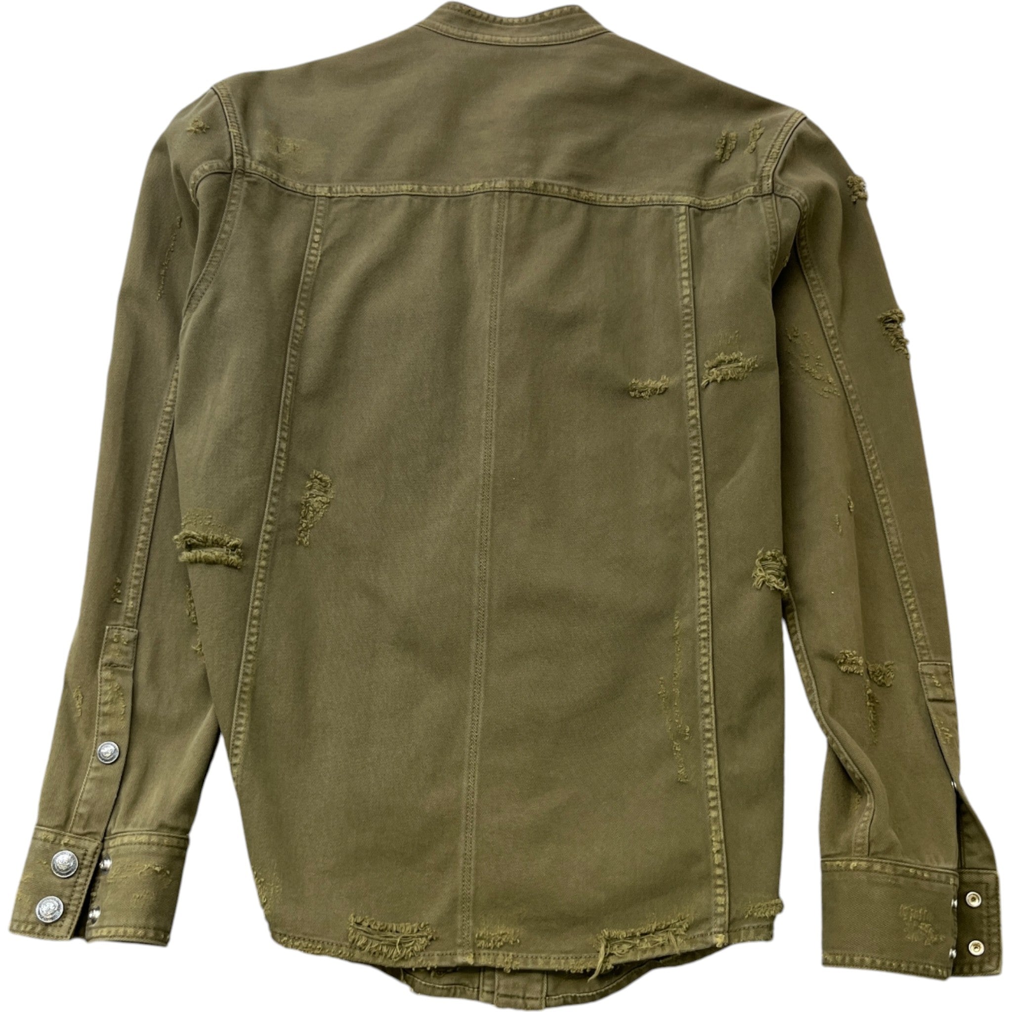 Men's Distressed OverShirt Khaki Size M