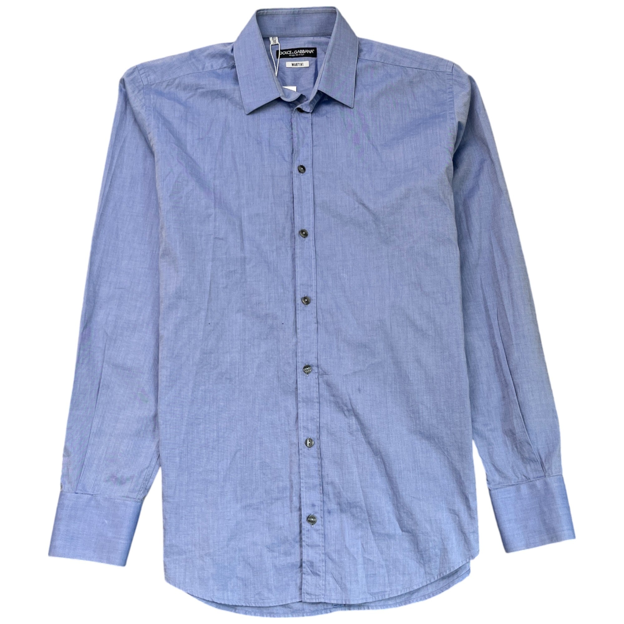 Men's Plain Long Sleeve Shirt Blue Size M