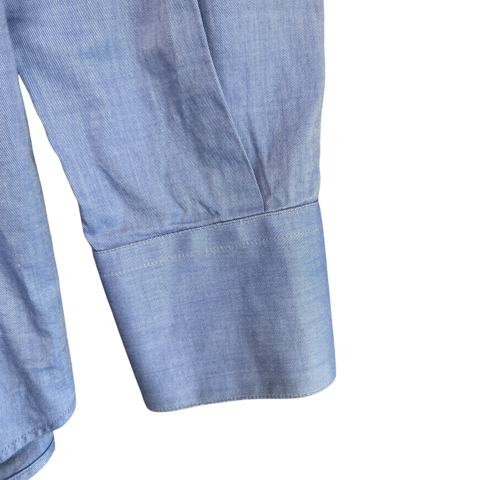 Men's Plain Long Sleeve Shirt Blue Size M