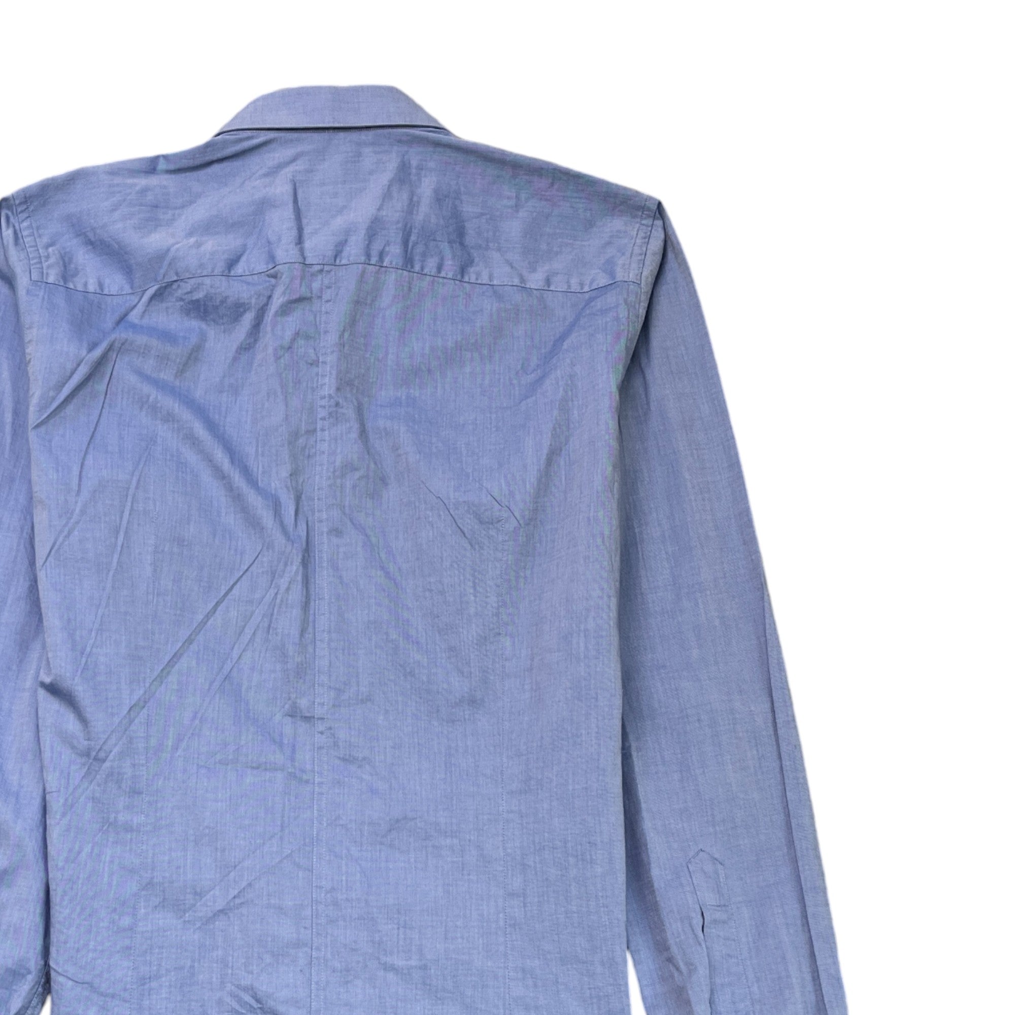 Men's Plain Long Sleeve Shirt Blue Size M